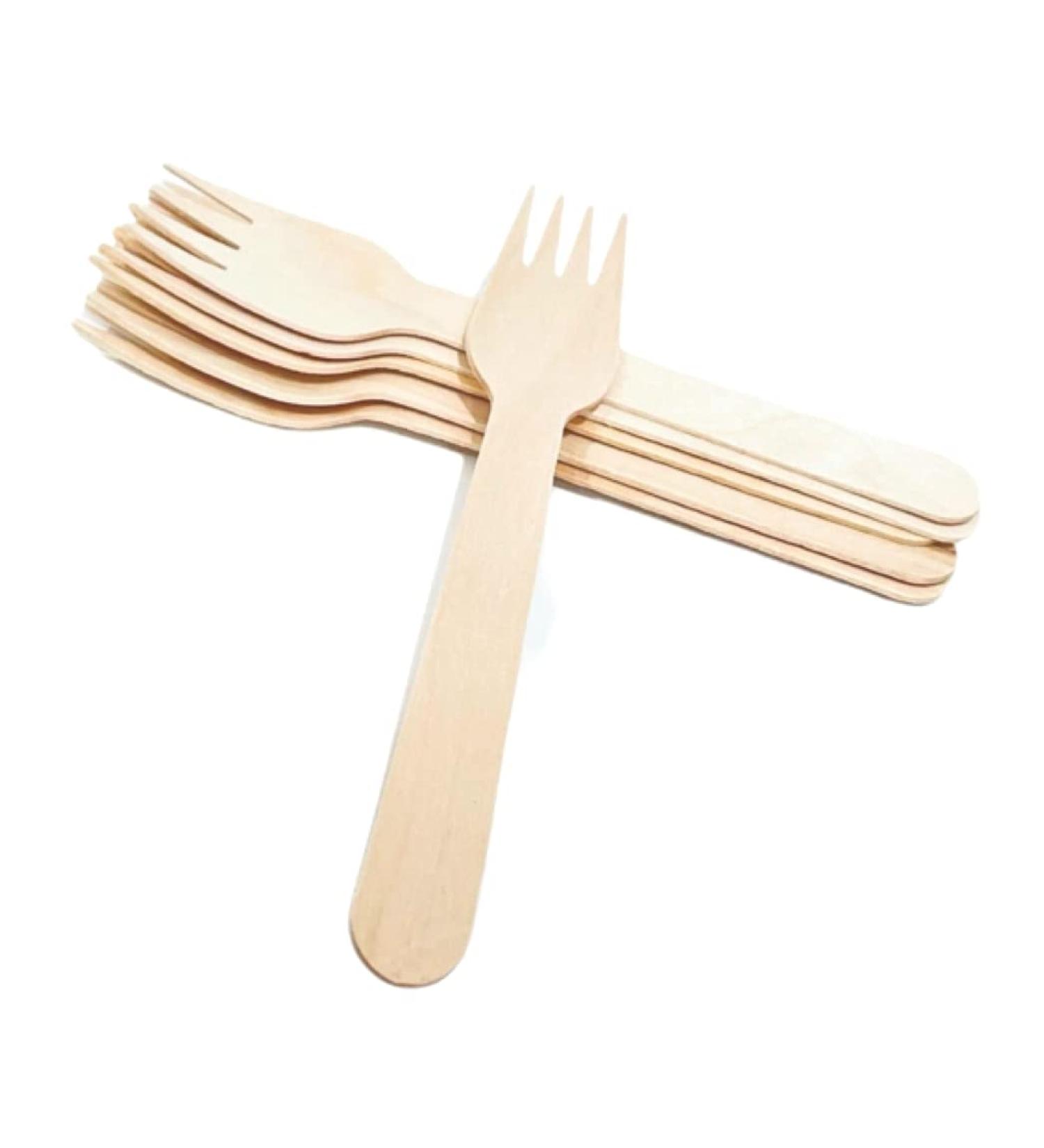 EnvoWise | Disposable Wooden Forks 100pcs/320pcs/1000pcs Pack 6.3" Length | All Natural Eco-Friendly Birchwood Utensils Biodegradable Compostable Wood Cutlery (100 Forks) - Buy Online on GoSupps.com