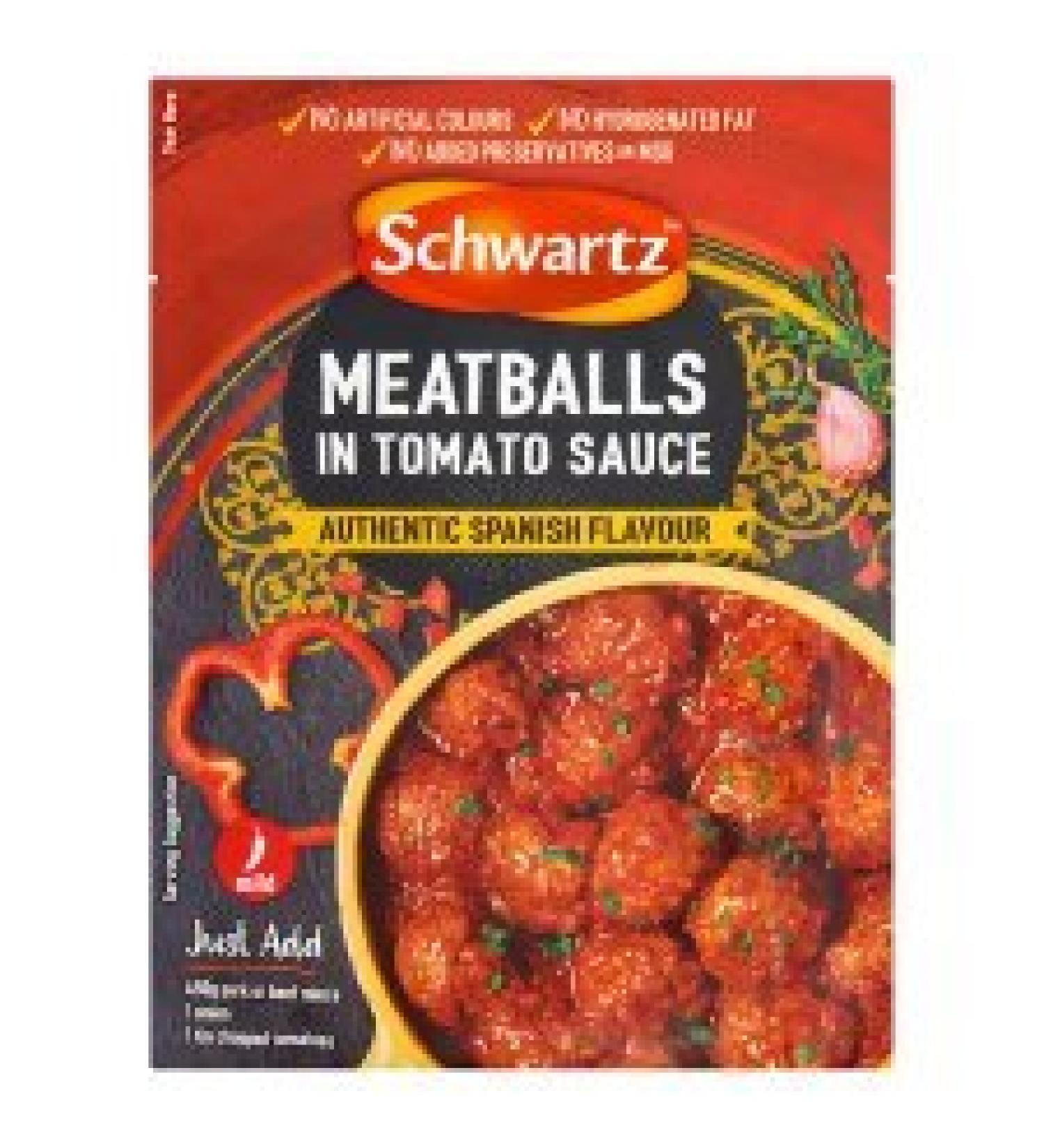 Schwartz Meatballs in tomato sauce herbs authentic Spanish flavour 30g Pack of 6