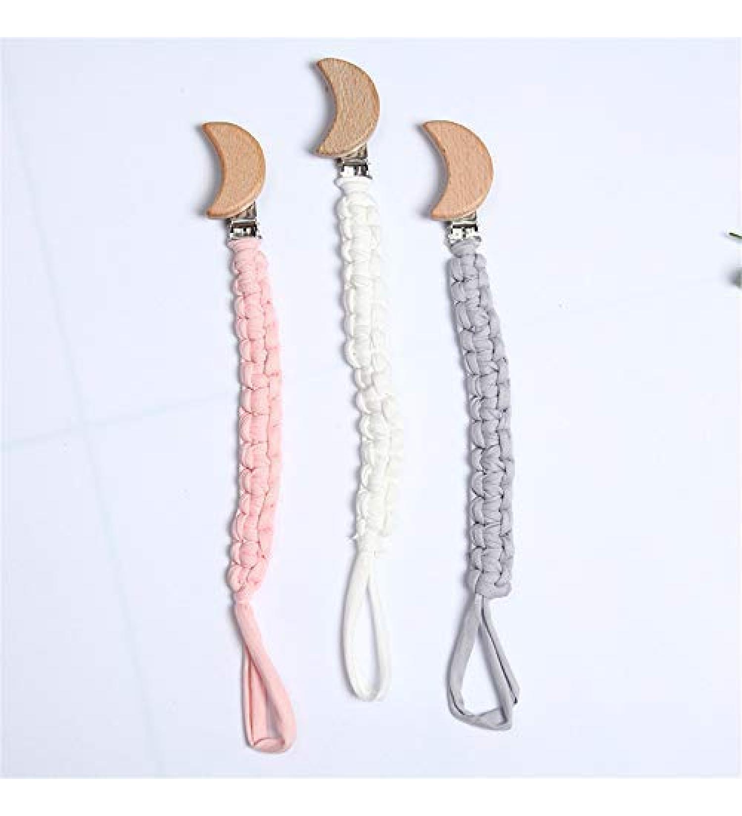 Buy 3PC Pacifier Chain & Strap Set | Cotton Pacifier Clips for Newborn Girls & Boys | Perfect Baby Bib Accessory - Buy Online on GoSupps.com