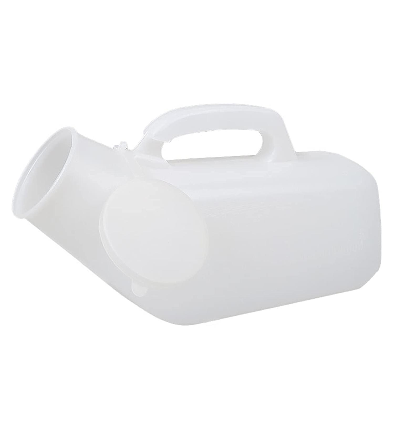 Urinals for Men-1200ML(Pack of 2) Plastic Material with Lid Sealing is Good Reusable Portable for Men Incontinence Elderly Child Anyone Who's Bedridden -White Happy - Buy Online on GoSupps.com