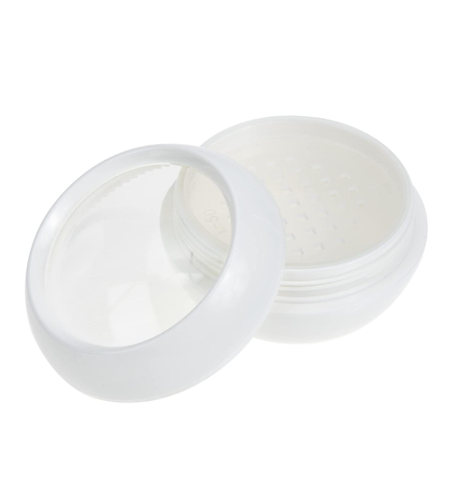 Healeved Box Powder Box Empty Powder Loose Powder Containers Fluffy Puff Powder Case Sifter Plastic Pp White - Buy Online on GoSupps.com