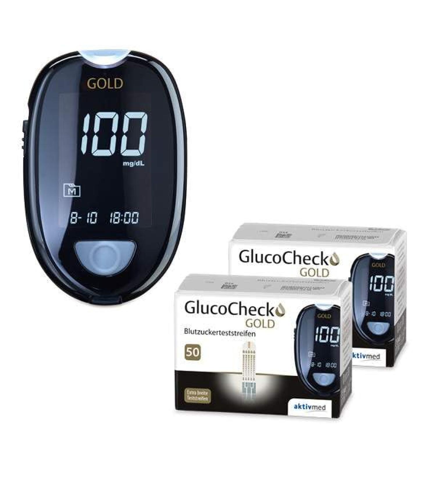 GlucoCheck GOLD Starter Set (mg/dl) - 110 Blood Glucose Test Strips | Shop Now for Accurate Diabetes Monitoring - Buy Online on GoSupps.com