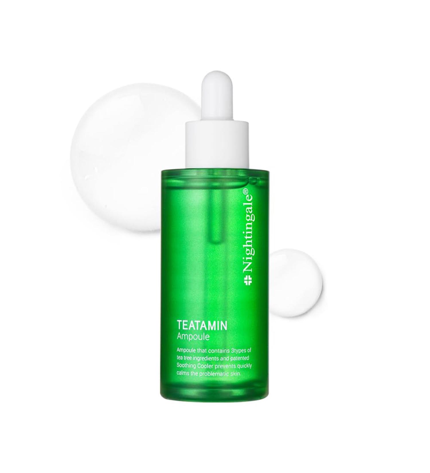 Nightingale TEATAMIN Ampoule - Redness Relief Face Serum for Sensitive Skin | Soothing Acne Treatment with Tea Tree & Vitamins | Hypoallergenic Korean Skincare - Buy Online on GoSupps.com