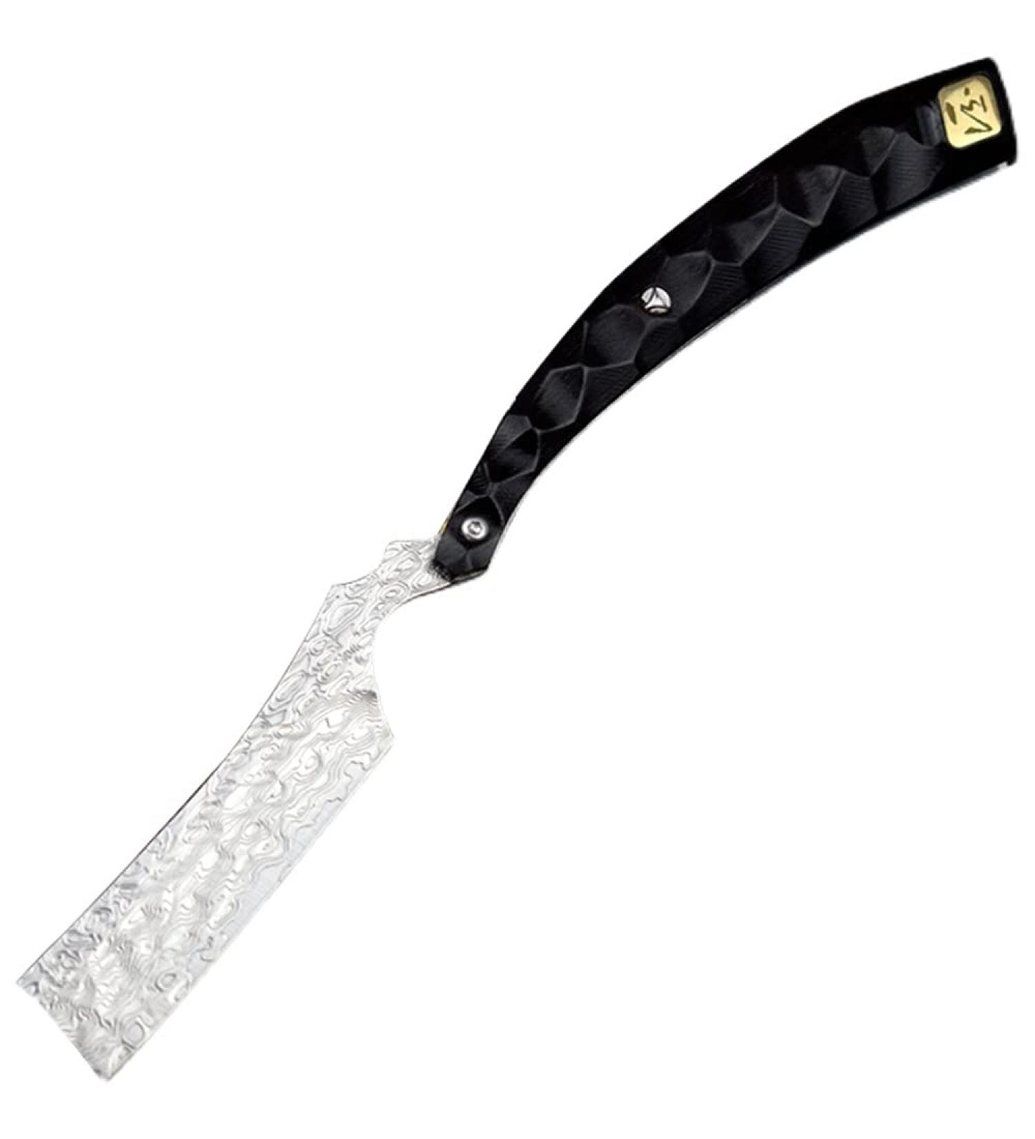 Aibote VG10 Damast Steel Straight Folding Razor - Men's Classic Barber Blade with 3D Dragon Scales Ebony Handle & Flannel Etui - International Shipping Available - Buy Online on GoSupps.com
