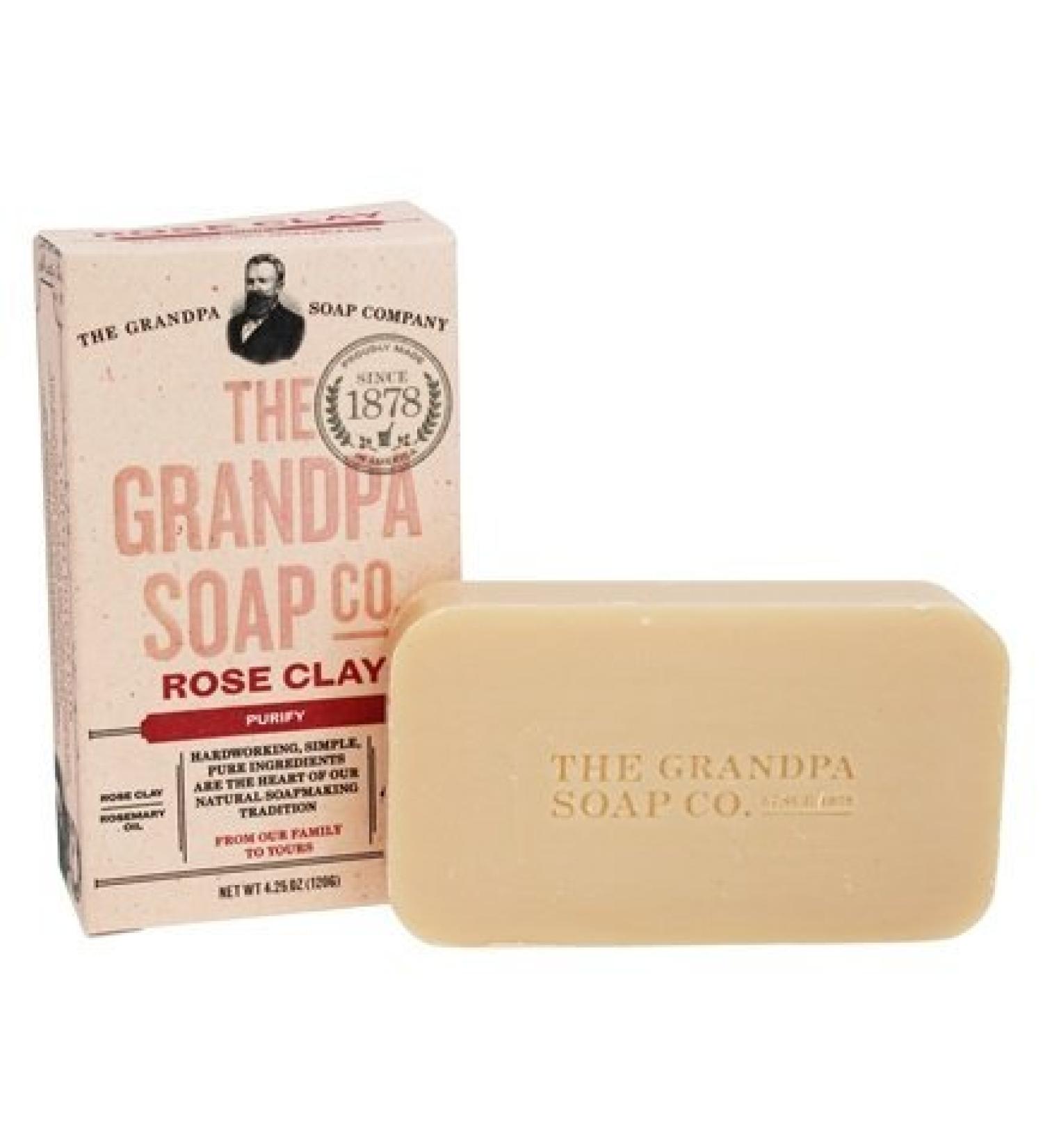 Grandpas Soap Co Face & Body Bar Soap Rose Clay, 4.25 Oz