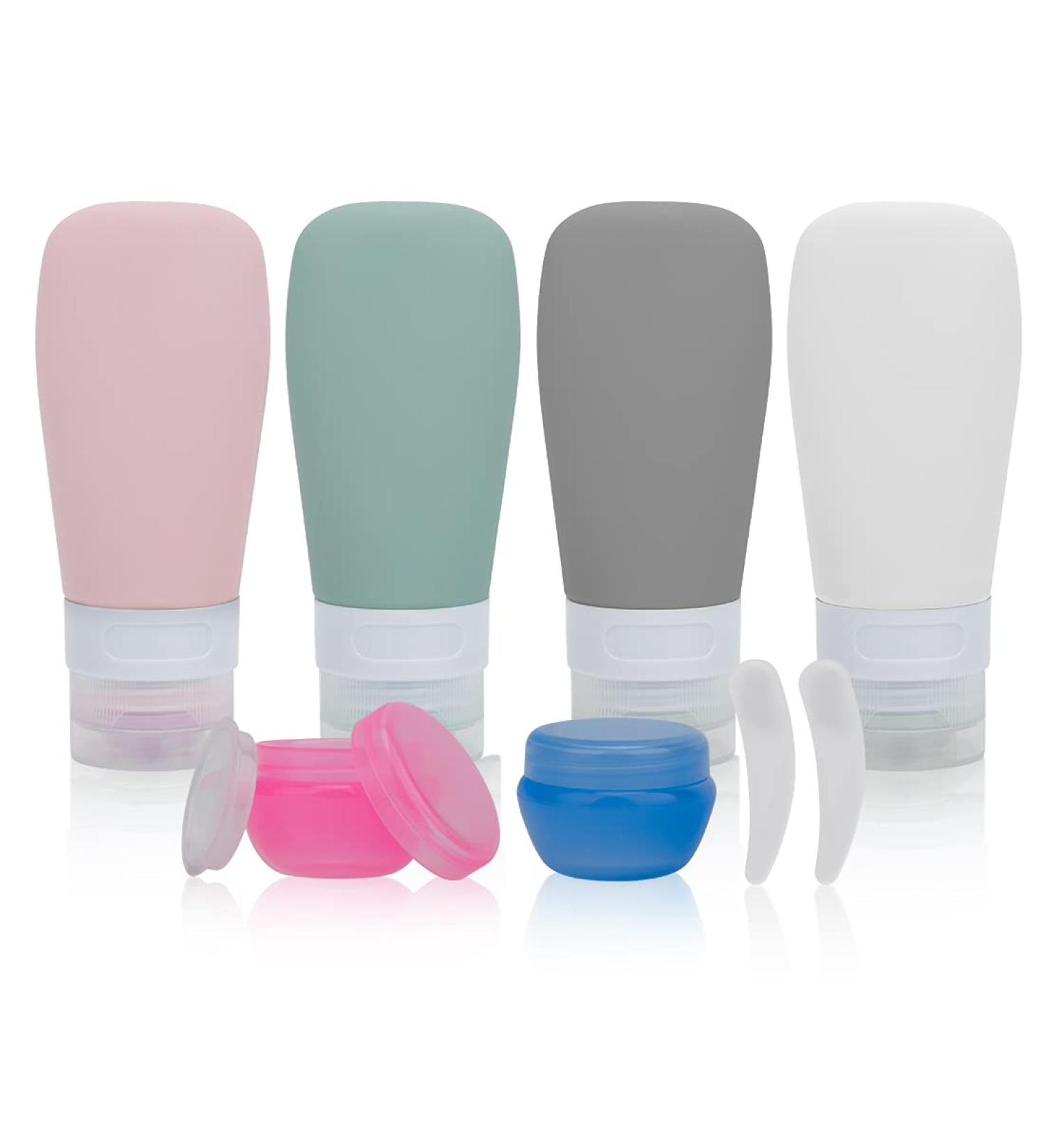 8-Piece Silicone Travel Bottles Set - Leak-Proof Reusable Containers with Transparent Bag for Shampoo Cream and Body Care (60ml) - Buy Online on GoSupps.com