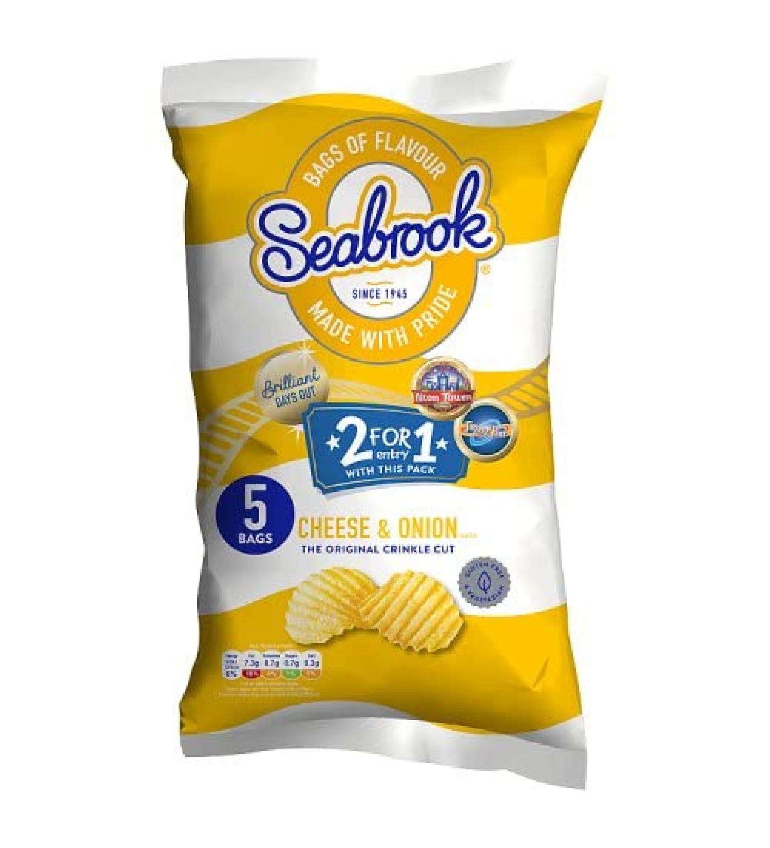 SEABROOK Seabrook Pack of 6 Cheese and Onion Crisps 25g