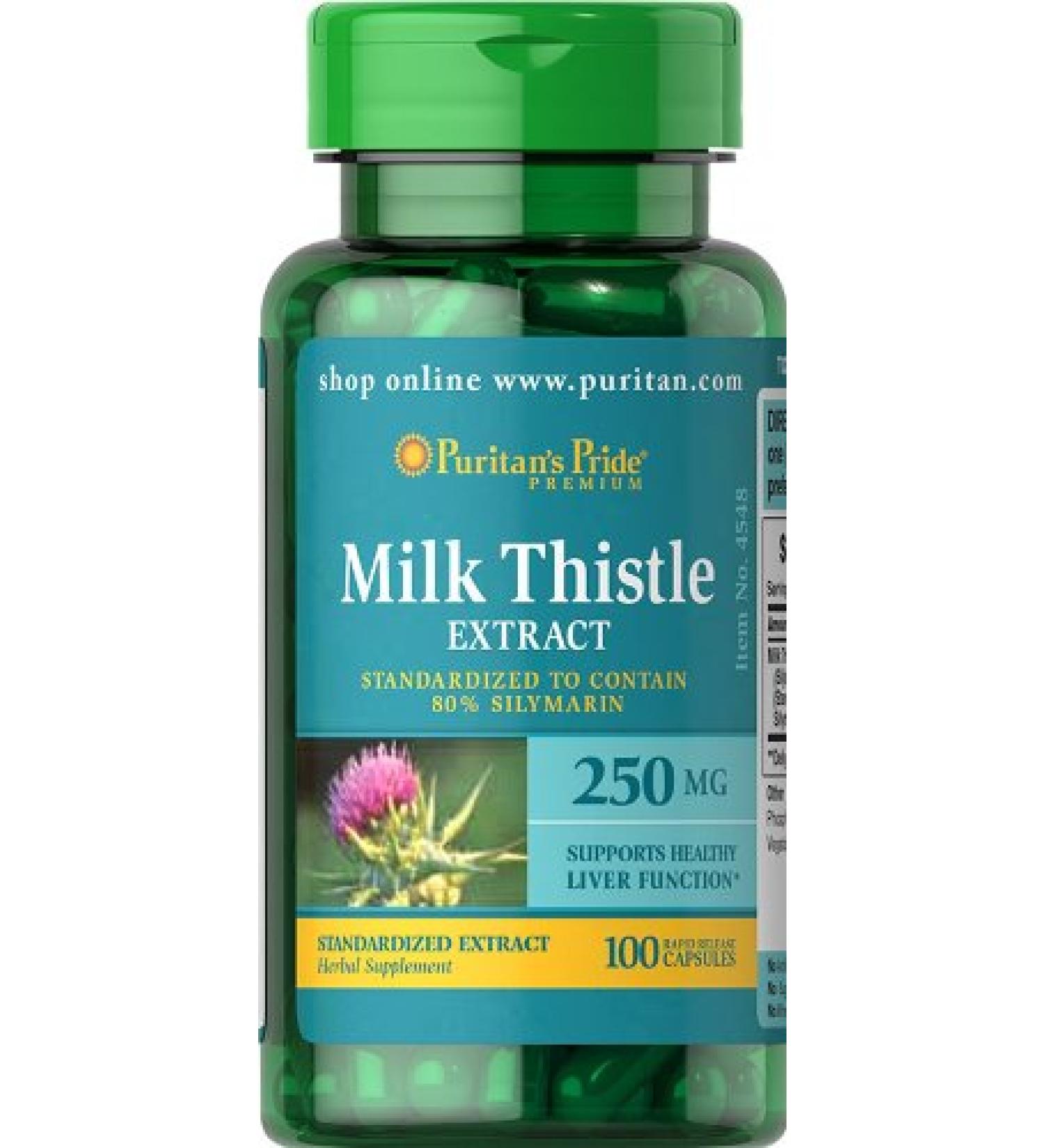 Puritan's Pride Milk Thistle 250mg Silymarin Capsules - 100 Count - Buy Online on GoSupps.com
