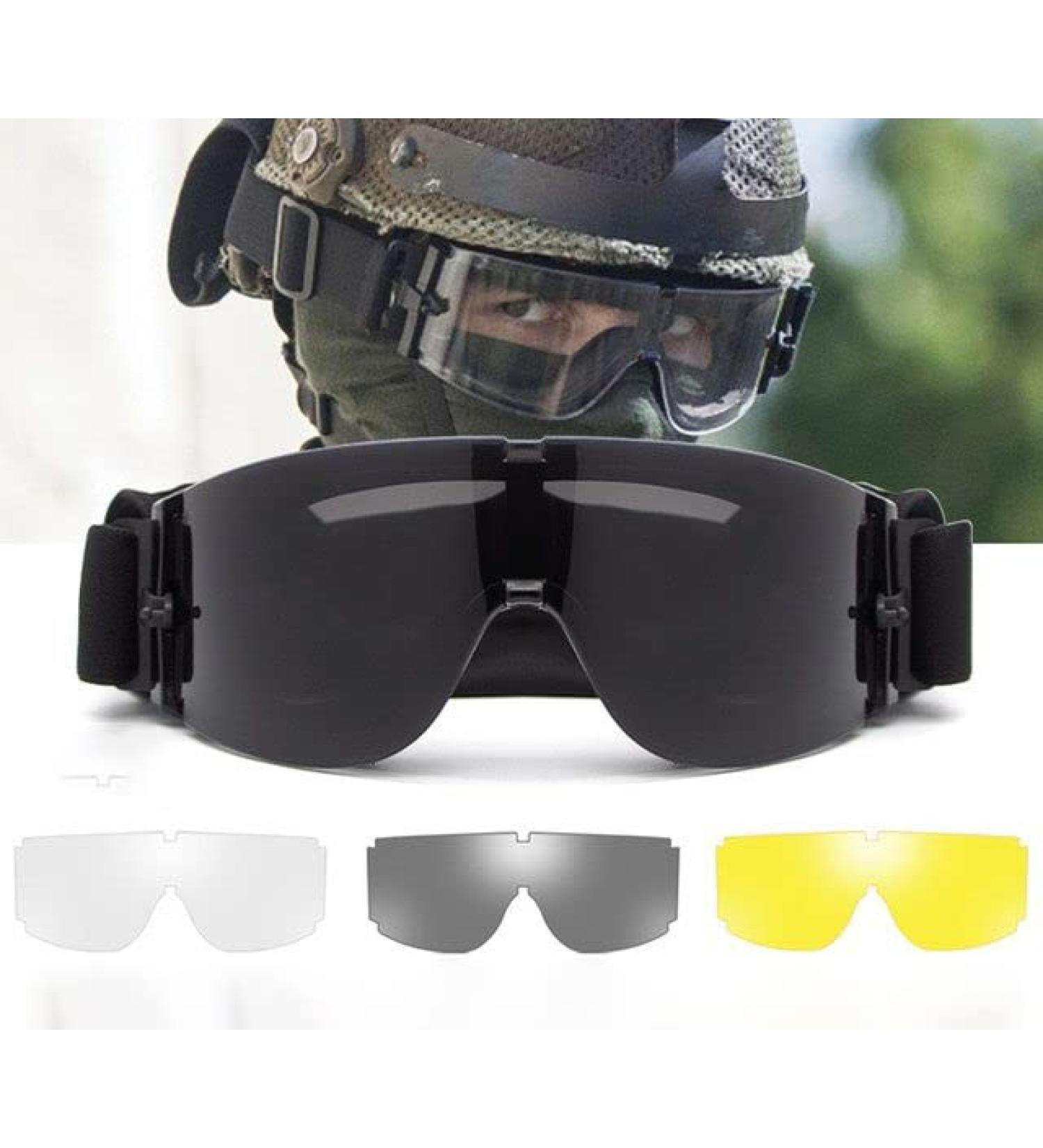 DoxiGlobal Airsoft Tactical Safety Goggles - Anti Fog UV Glasses with 3 Color Lenses for Paintball, Shooting, Hunting, Cycling, Military - Eye Protection - Buy Online on GoSupps.com