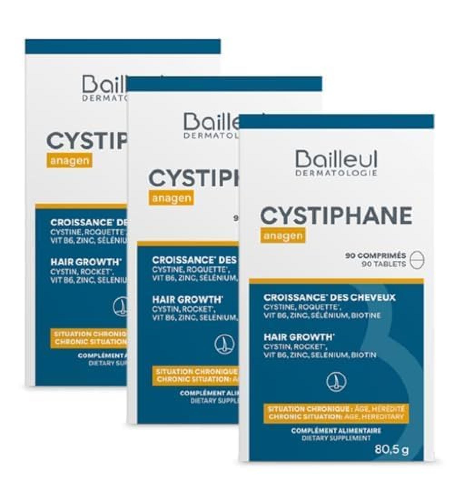 Bailleul | Cystiphane Anagen | Compl ment alimentaire Cheveux | Favorise la croissance & la r sistance des cheveux | Chute de cheveux chroniques | Cystine Vitamine B6 | 3 x 90 comprim s - Buy Online on GoSupps.com