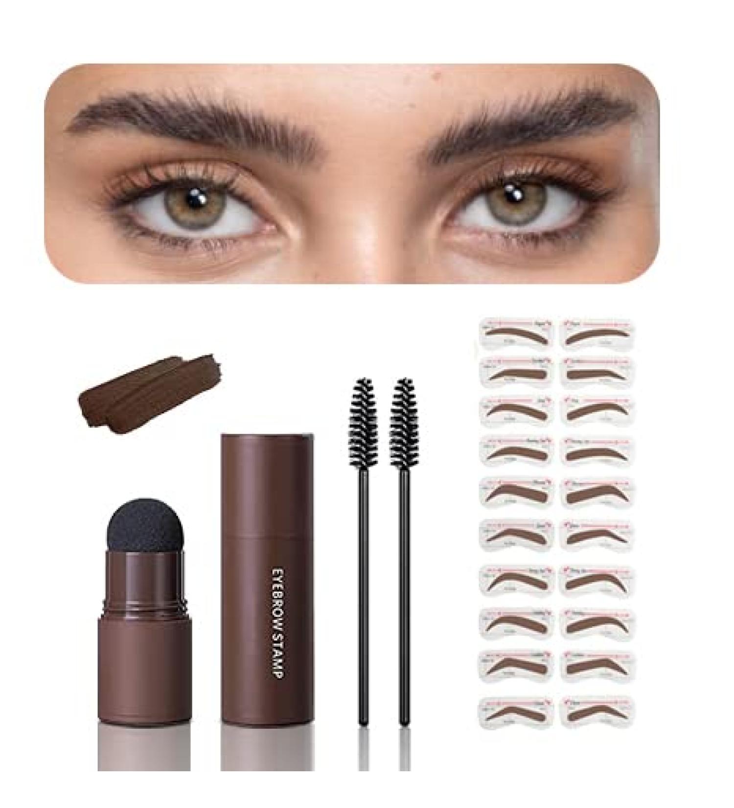 DOKONIMO Eye Brow Stamping Kit - Dark Brown | 34 Reusable Stencils | Waterproof Eyebrow Tinting for Beginners - Buy Online on GoSupps.com