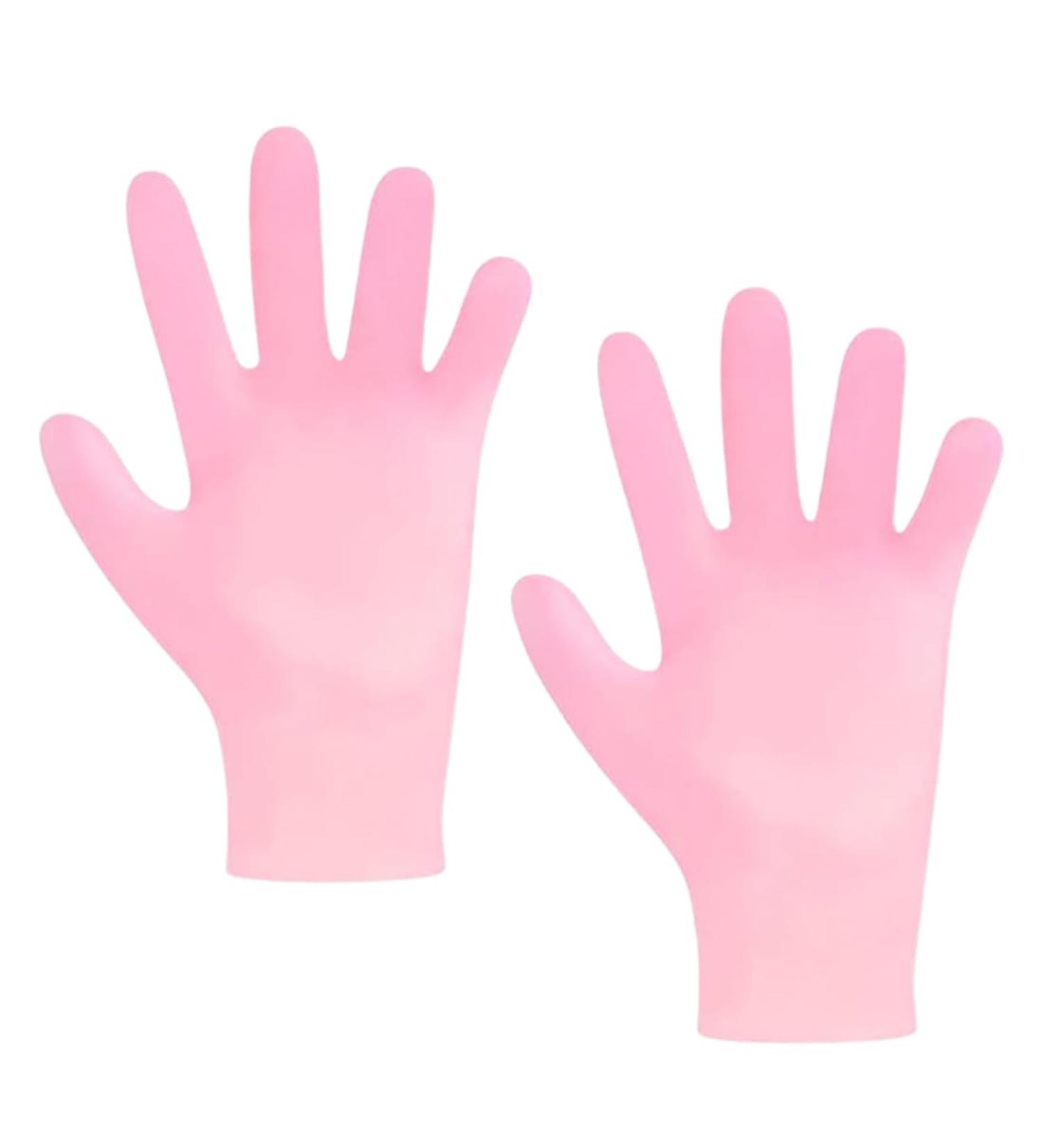 Moisturizing Silicone Gloves for Dry Cracked Hands - NTRUXZP Pink Gel Spa Gloves | 2-Piece Hand Care Set - Buy Online on GoSupps.com