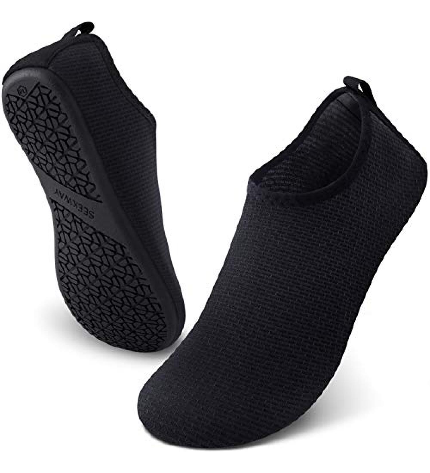 SEEKWAY Water Shoes - Quick Dry Aqua Socks for Beach, Pool & Surf - Black SK002 - Size 8.5-9.5 Women/7.5-8.5 Men - Buy Online on GoSupps.com