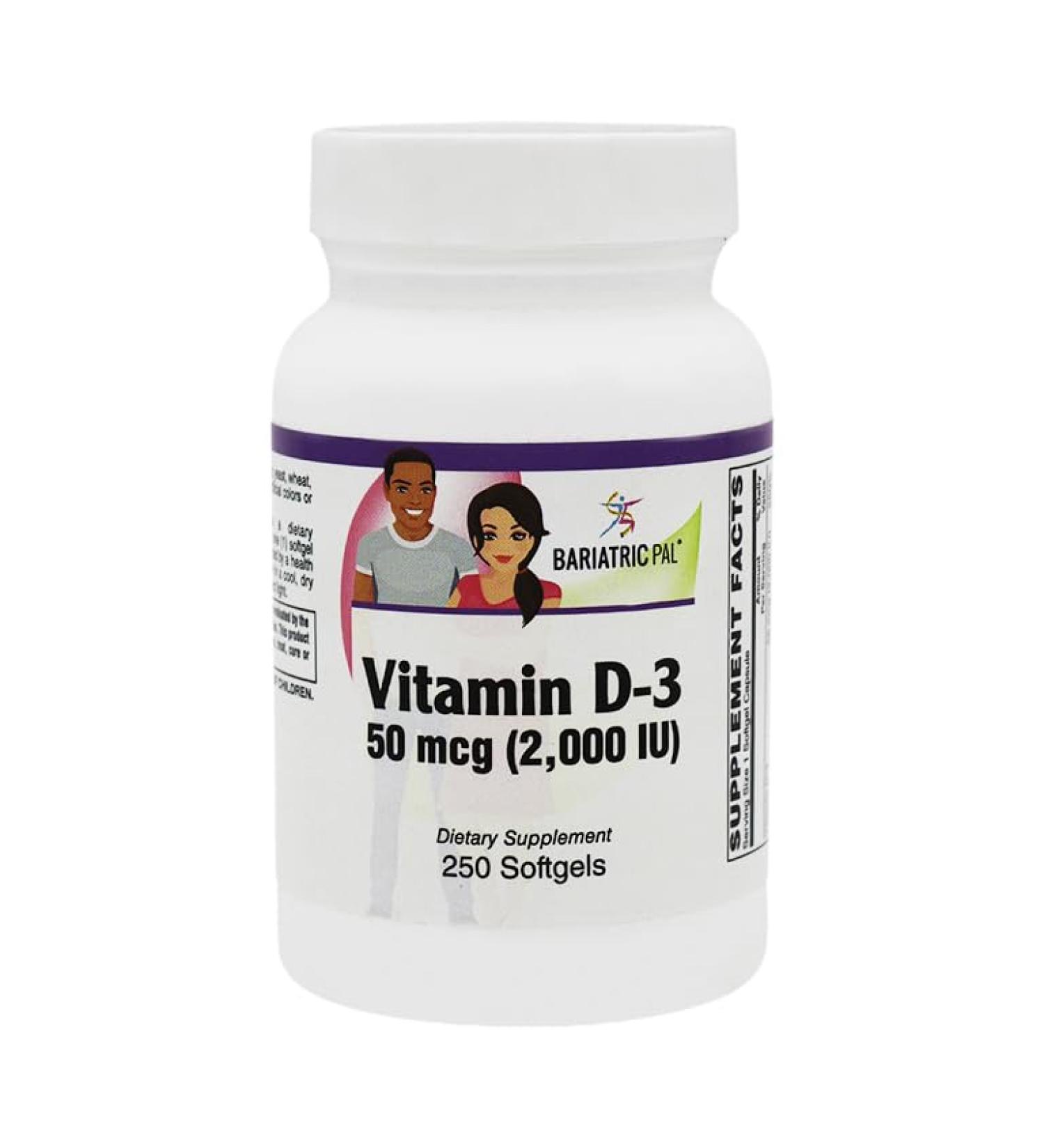 BariatricPal Vitamin D-3 50mcg (2,000 IU) - Easy Swallow Vegetarian Softgels (250 Count) 250 Count (Pack of 1) - Buy Online on GoSupps.com