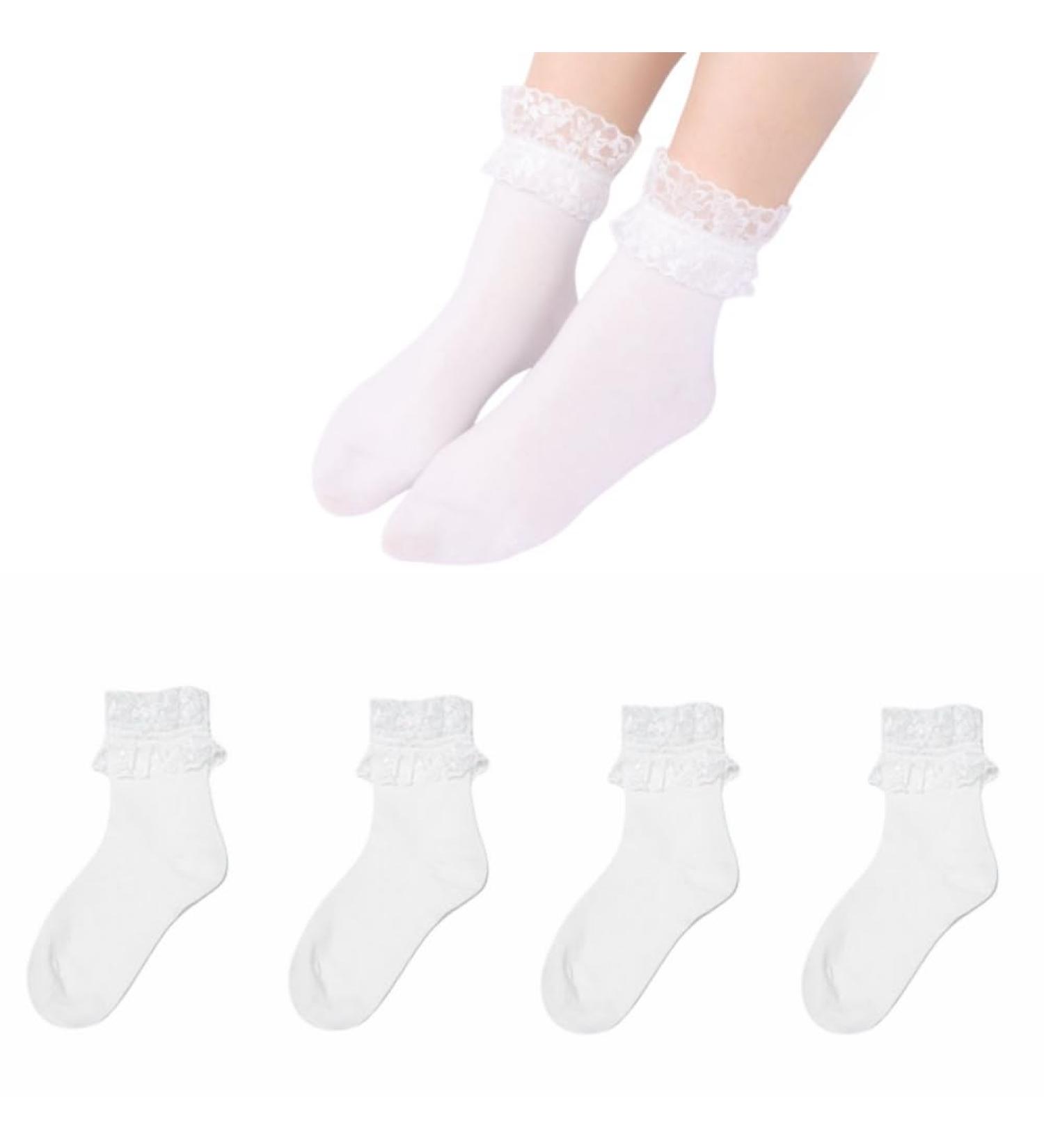 Akamas Women's Ruffle Socks - Black & White Cotton Ankle Socks Princess Style Gift Idea for Girls (Size 35-41) - Buy Online on GoSupps.com