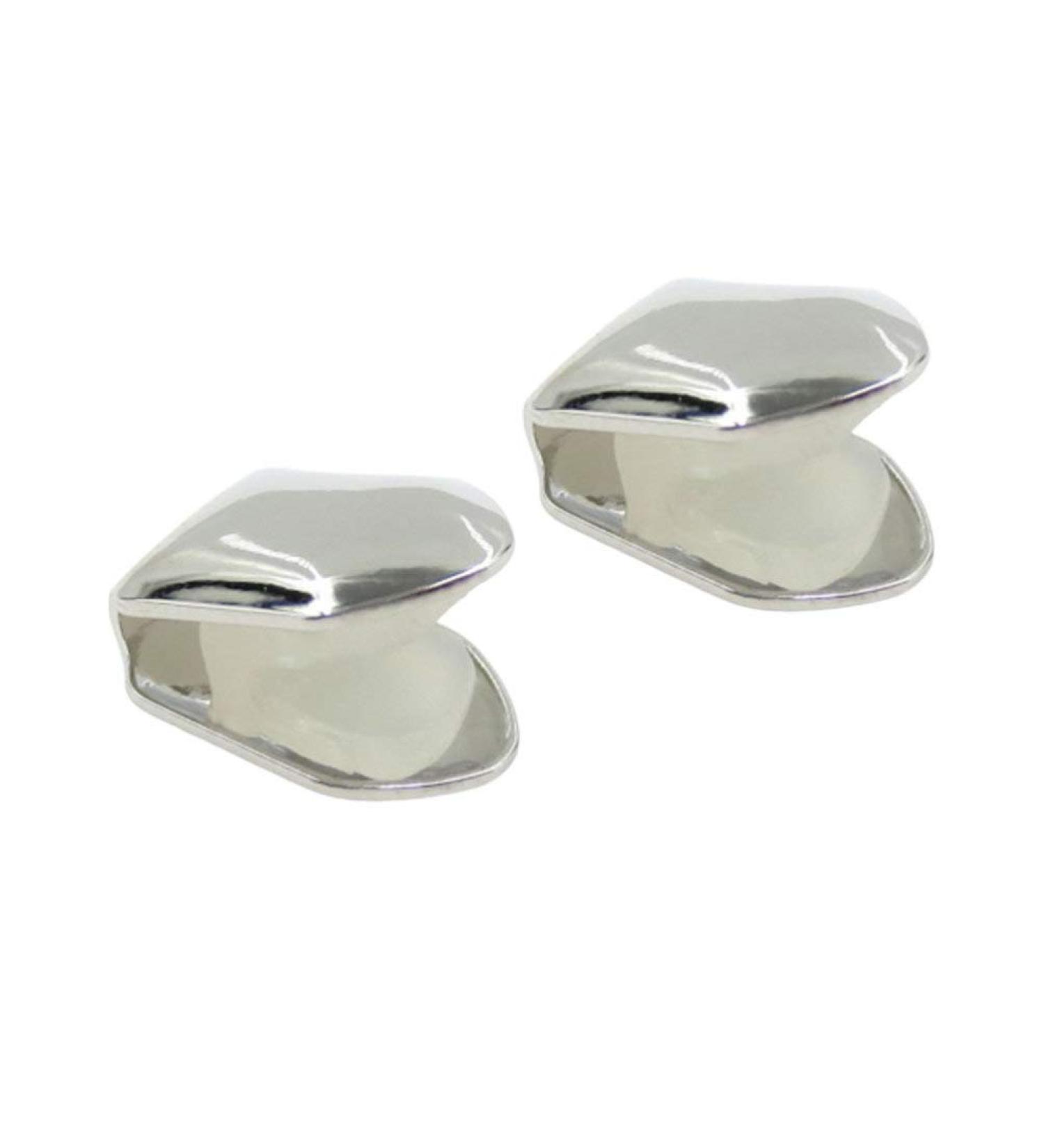 ULTNICE Silver Single Tooth Fangs Cap Hip Hop Grills Set - Dental Grill for Top and Bottom Teeth - Buy Online on GoSupps.com