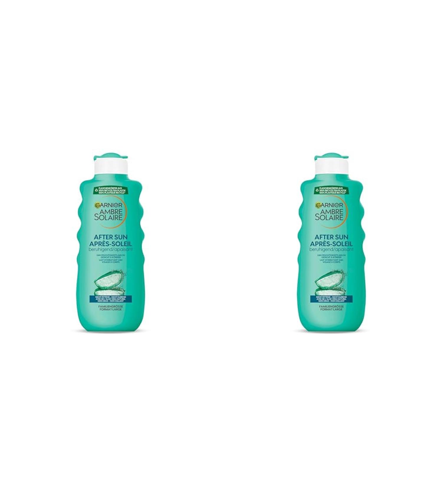Garnier After Sun Lotion with Aloe Vera - Soothing Moisture Milk (400ml x 2 Pack) | Cooling Body Lotion for Sun Relief | Ambre Solaire - Buy Online on GoSupps.com