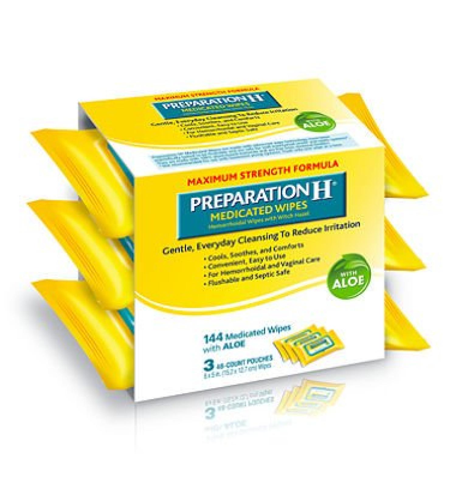 Preparation H Medicated Wipes with Aloe, 144 ct.