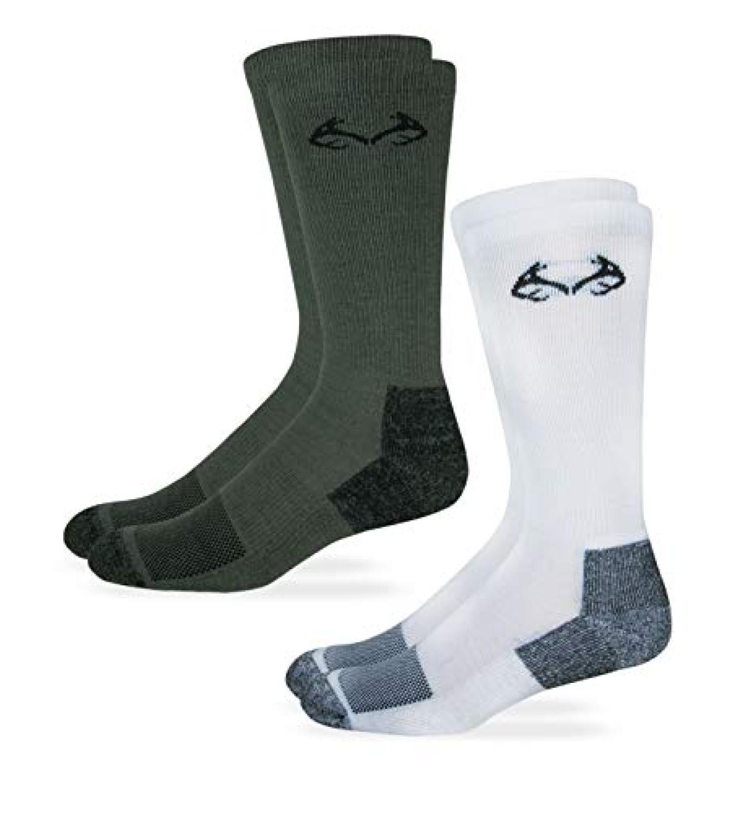 RealTree Kids Insect Shield Crew Socks 2 Pack - White/Olive - Size Medium - Buy Online on GoSupps.com
