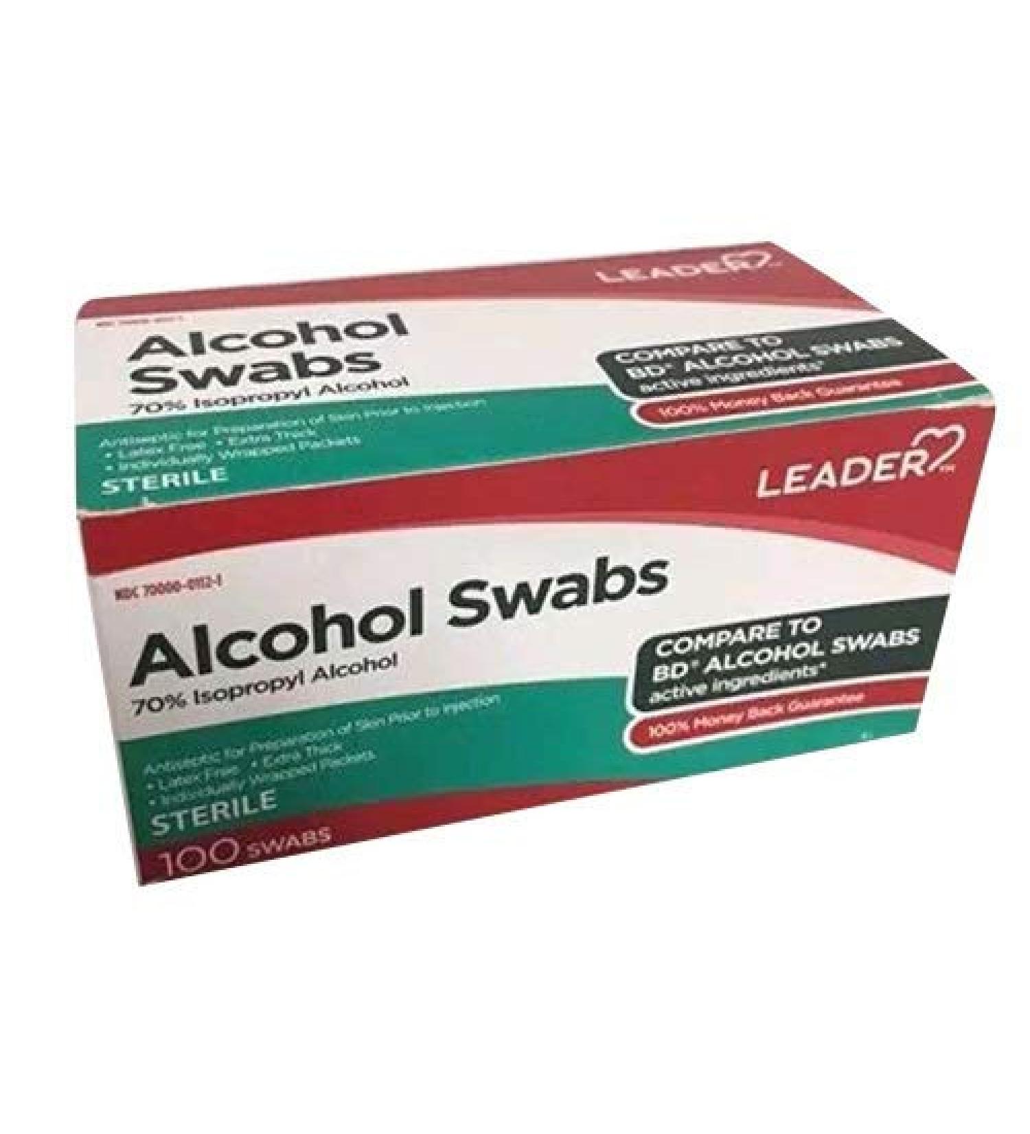 Leader Alcohol Swabs 70 Percent Isopropyl Sterile 100 Ea 100 Count