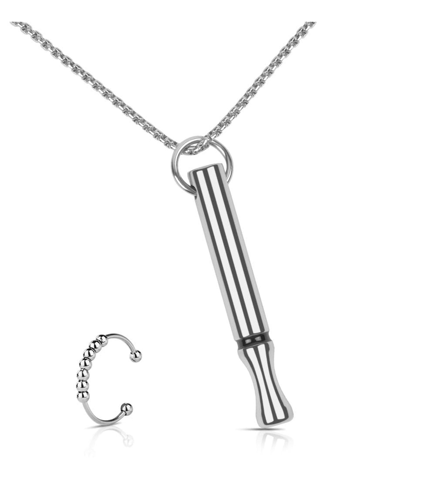 Aucuu Stress Relief Necklace - Mindful Breathing & Anxiety Relief - Silver - Unisex - Buy Online on GoSupps.com