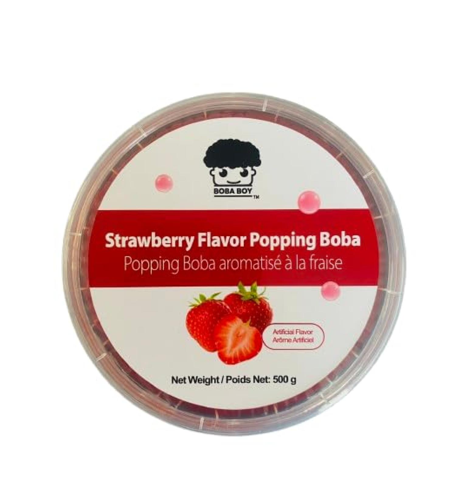 BOBA BOY Bursting Popping Boba | Mango Strawberry Lychee Watermelon Green Apple Passion Fruit | For Bubble Tea and Dessert Toppings | 500g x 2 TUBS (Strawberry)
