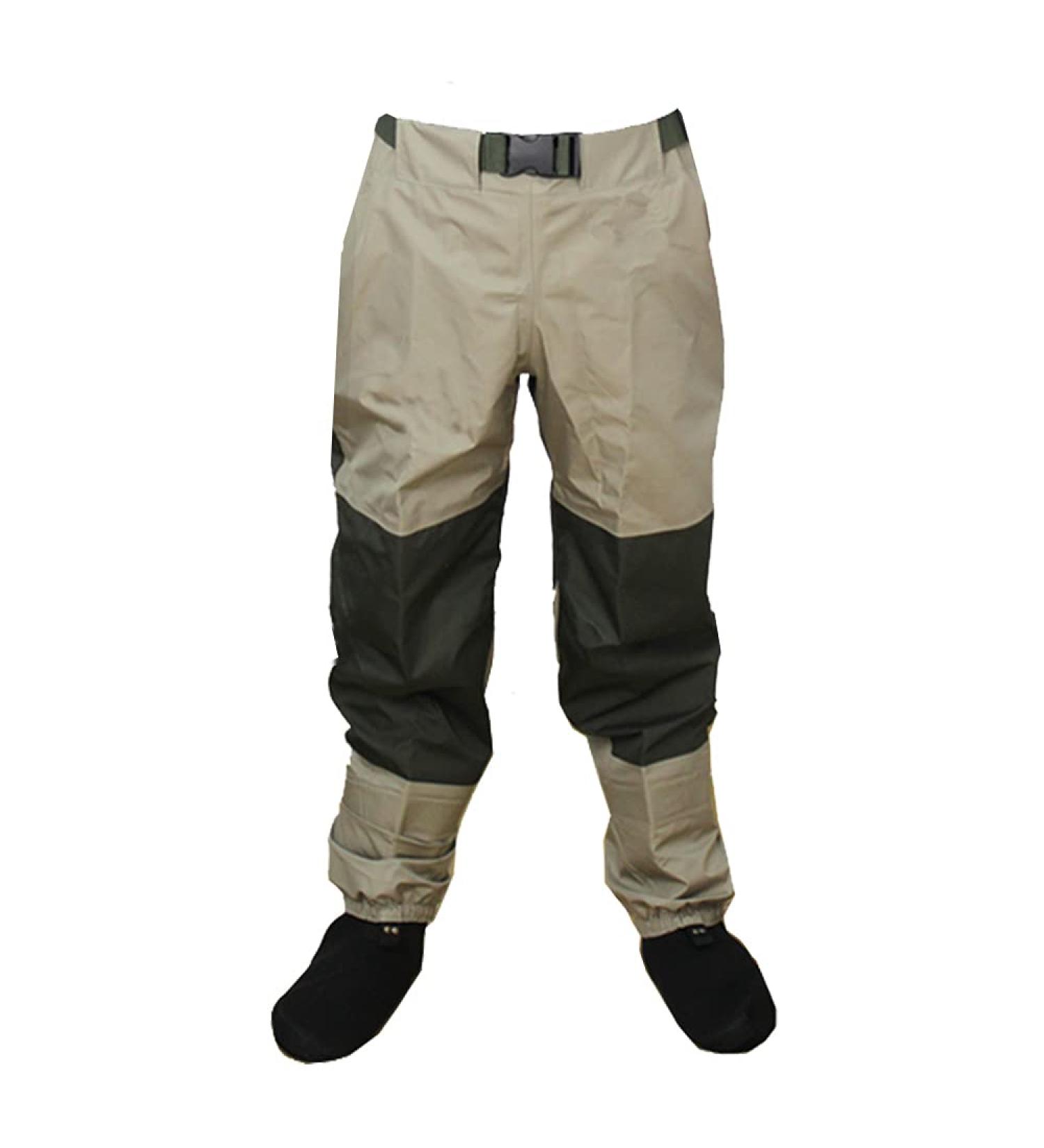 Breathable Waterproof Fishing Clothing - XL Olive Green Wading Pants & Boots for Men | Durable Tricot Material - Buy Online on GoSupps.com