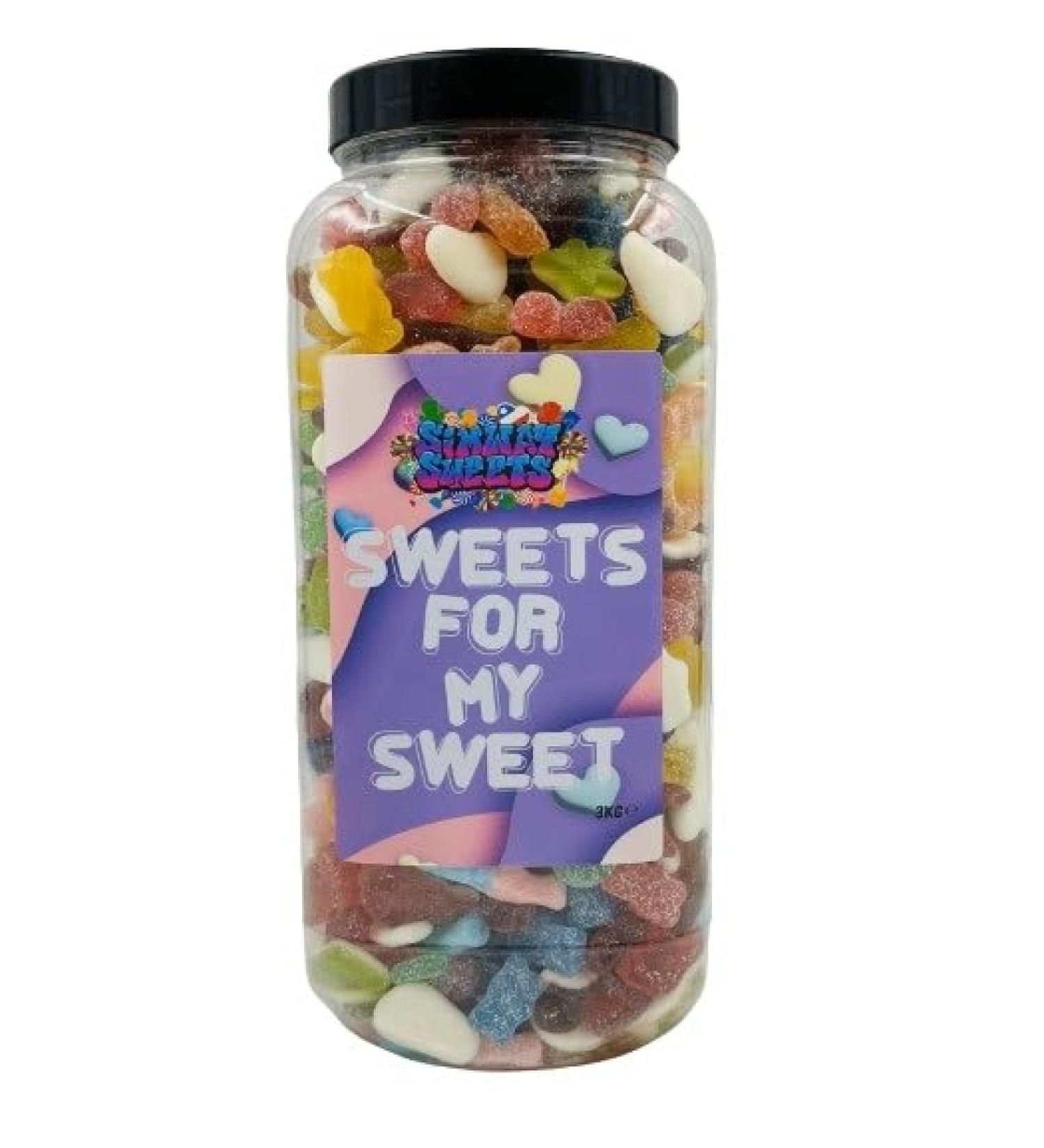 Simway Sweets Cute Couple Girlfriend Boyfriend 'For My Sweet' Gift Huge Mega 3KG Sweet Jar - Pick Your Mix! (Mixed)