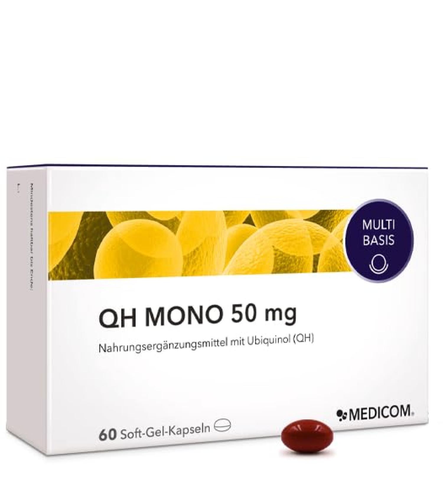 Buy Medicom Bioactive Coenzyme Q10 Capsules QH Mono 50mg for Energy & Cell Protection | Ubiquinol Kaneka QH - 60 Soft Gel Capsules - International Shipping Available - Buy Online on GoSupps.com