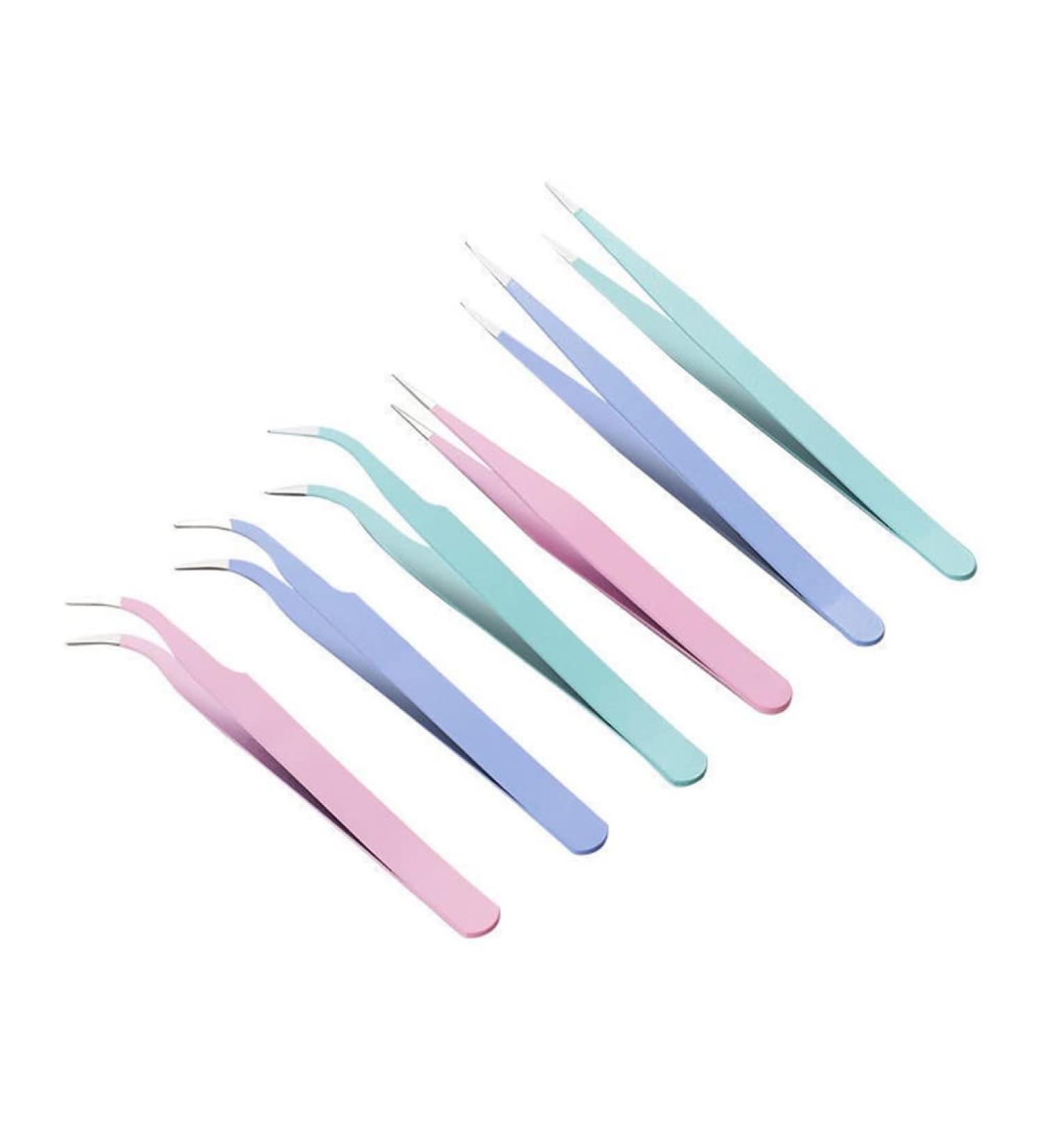 ARFUKA 6-Piece Eyelash Tweezers Set - Curved & Straight Stainless Steel Tools for Perfect Eyelash Extensions - Buy Online on GoSupps.com
