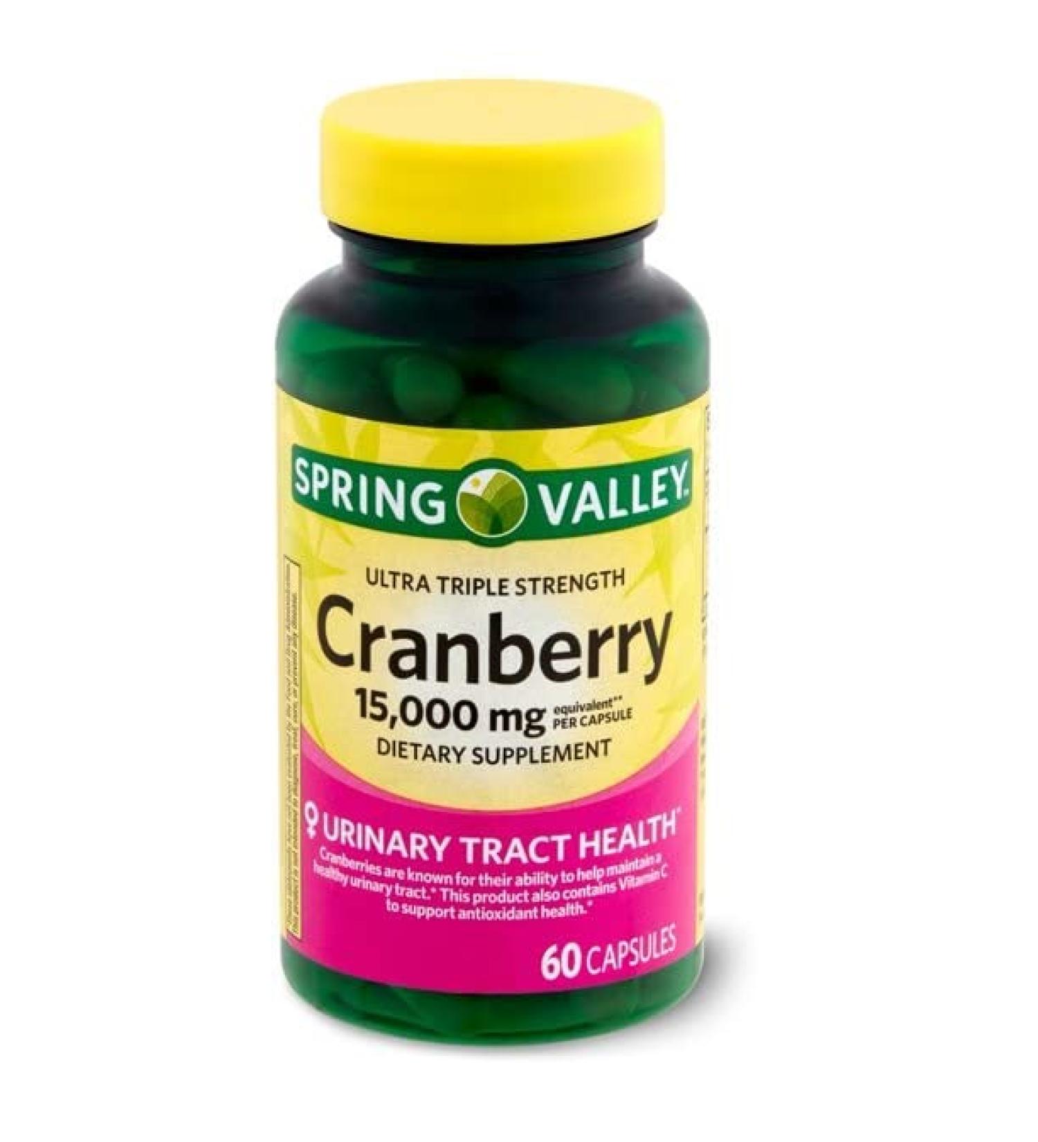 4 Set- Spring Health Spring Valley Ultra Triple Strength Cranberry Dietary Supplement 15 000 mg 60 Count + Your Vitamin Guide 60 Count (Pack of 1)