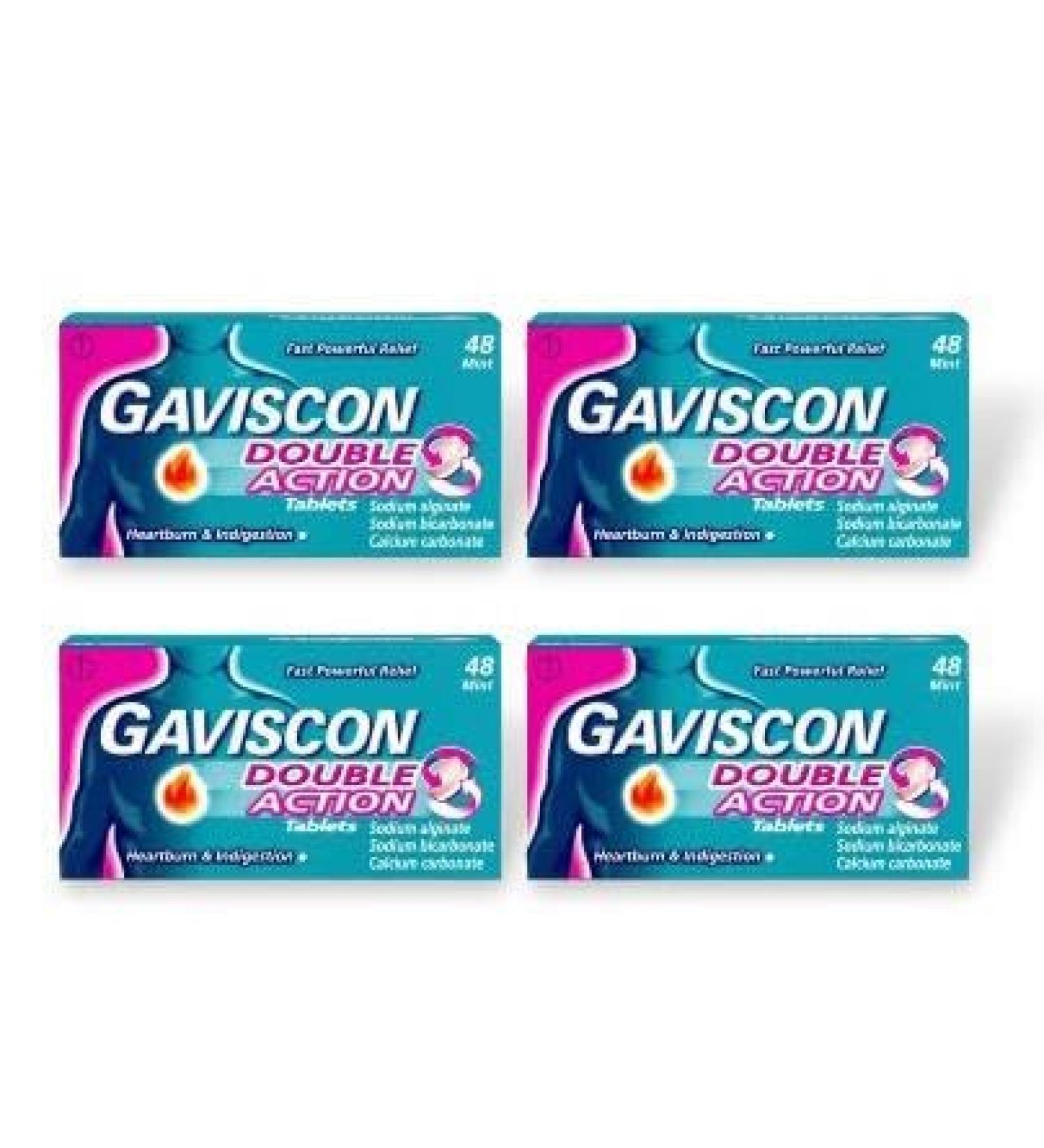 Gaviscon Double Action Mint Chewable Tablets 4 Packs 48 Tablets Each