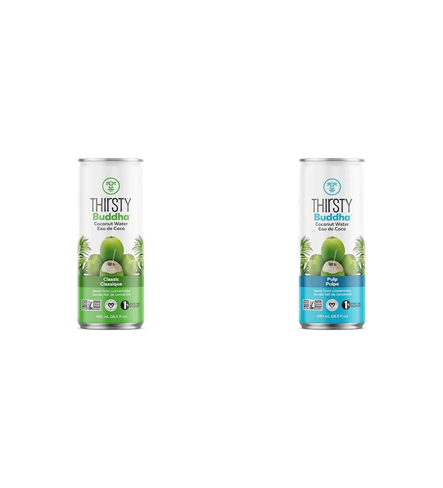 Thirsty Buddha All Natural Coconut Water 5.7kg (12/490ml) & Thirsty All Natural Coconut Water Pulp 5.7kg (12/490ml) - Buy Online on GoSupps.com