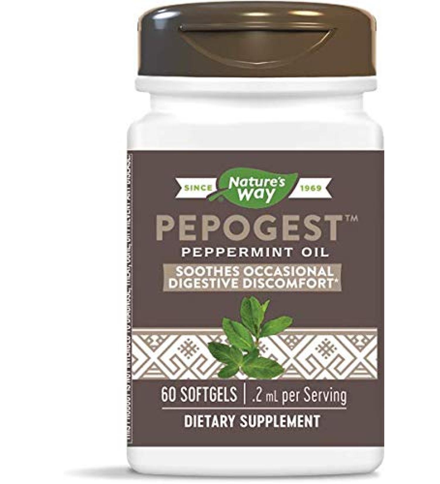 Nature's Way Pepogest Peppermint Oil 0.2 mg - 60 Softgels for Digestive Support - Buy Online on GoSupps.com
