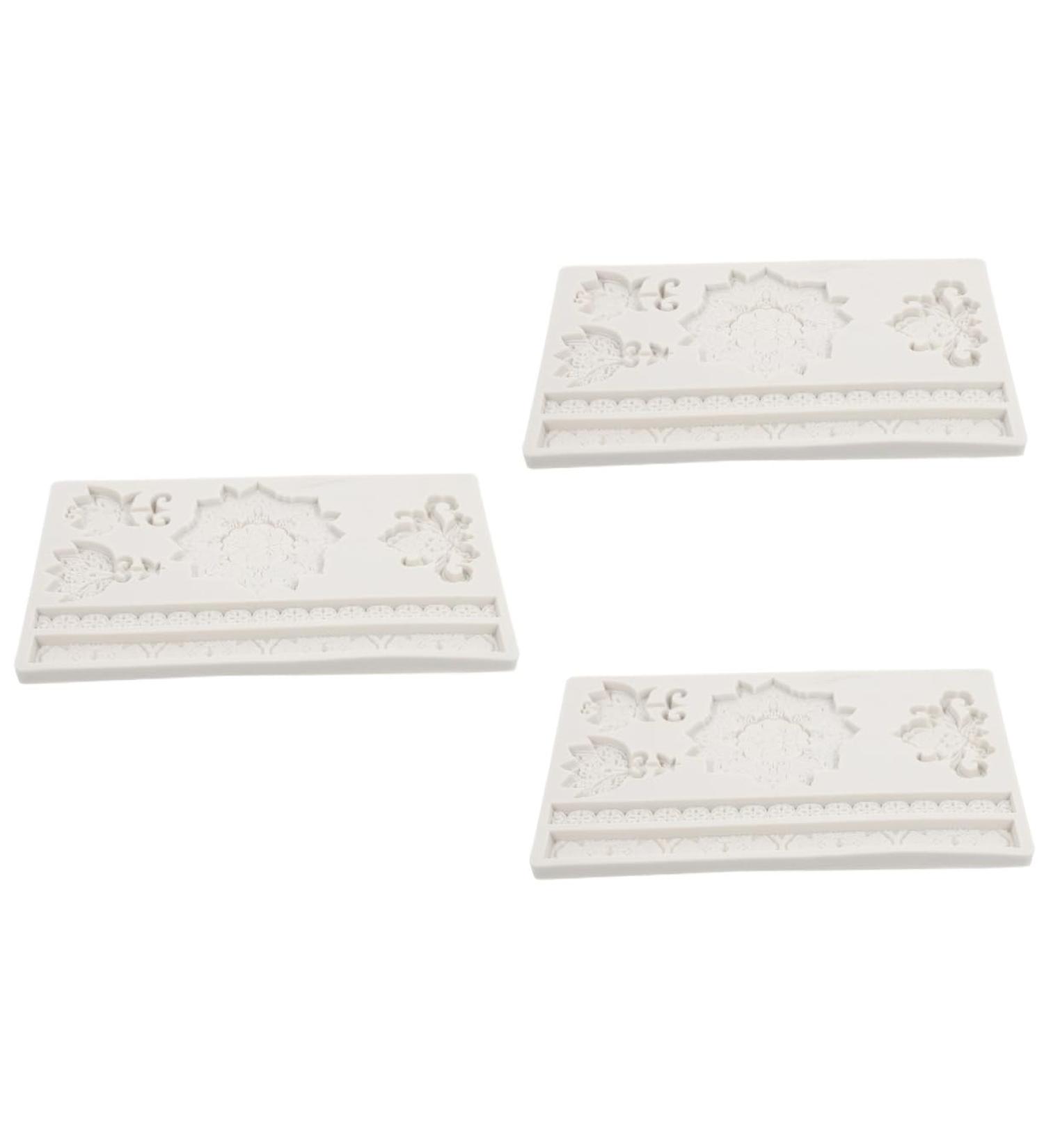 IMIKEYA Baroque Fondant Mold 3pcs Embossed Lace Mold 3D Non Stick Flower Candy Silica Gel Scroll Border Lace Molds 19.5X12X1CMx3pcs - Buy Online on GoSupps.com