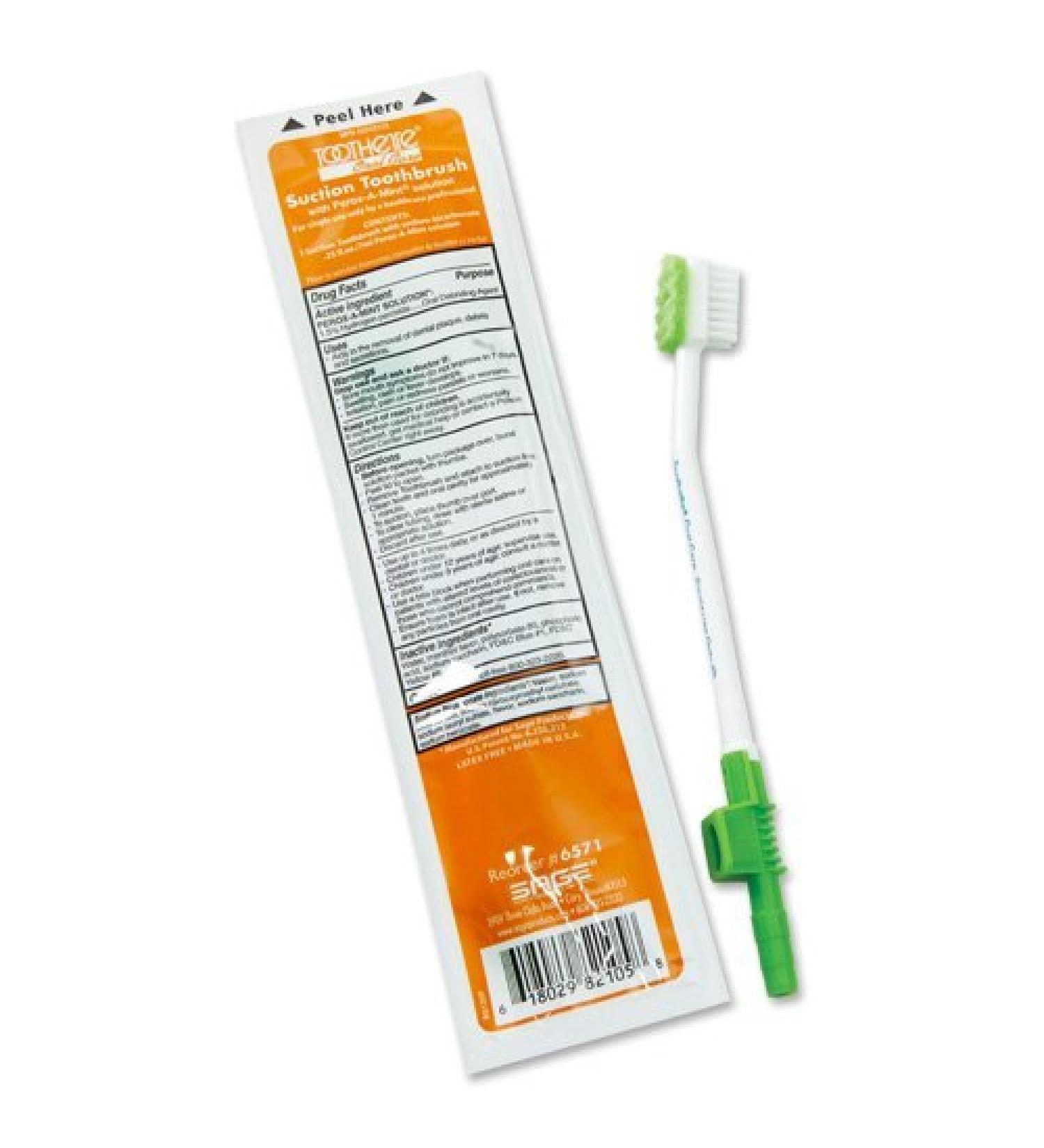 Toothette  Oral Care Single Use Suction Toothbrush System with Perox-A-Mint Solution