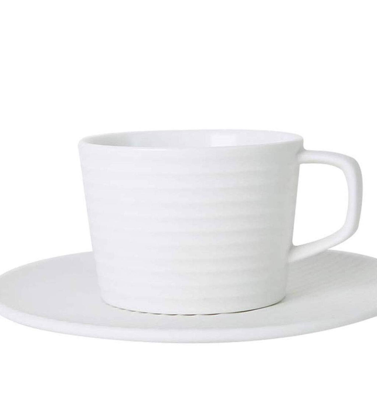 Set White Striped Ceramic Cup and Saucer Coffee Drinking Cup Breakfast Cup House Kitchen Office - Buy Online on GoSupps.com