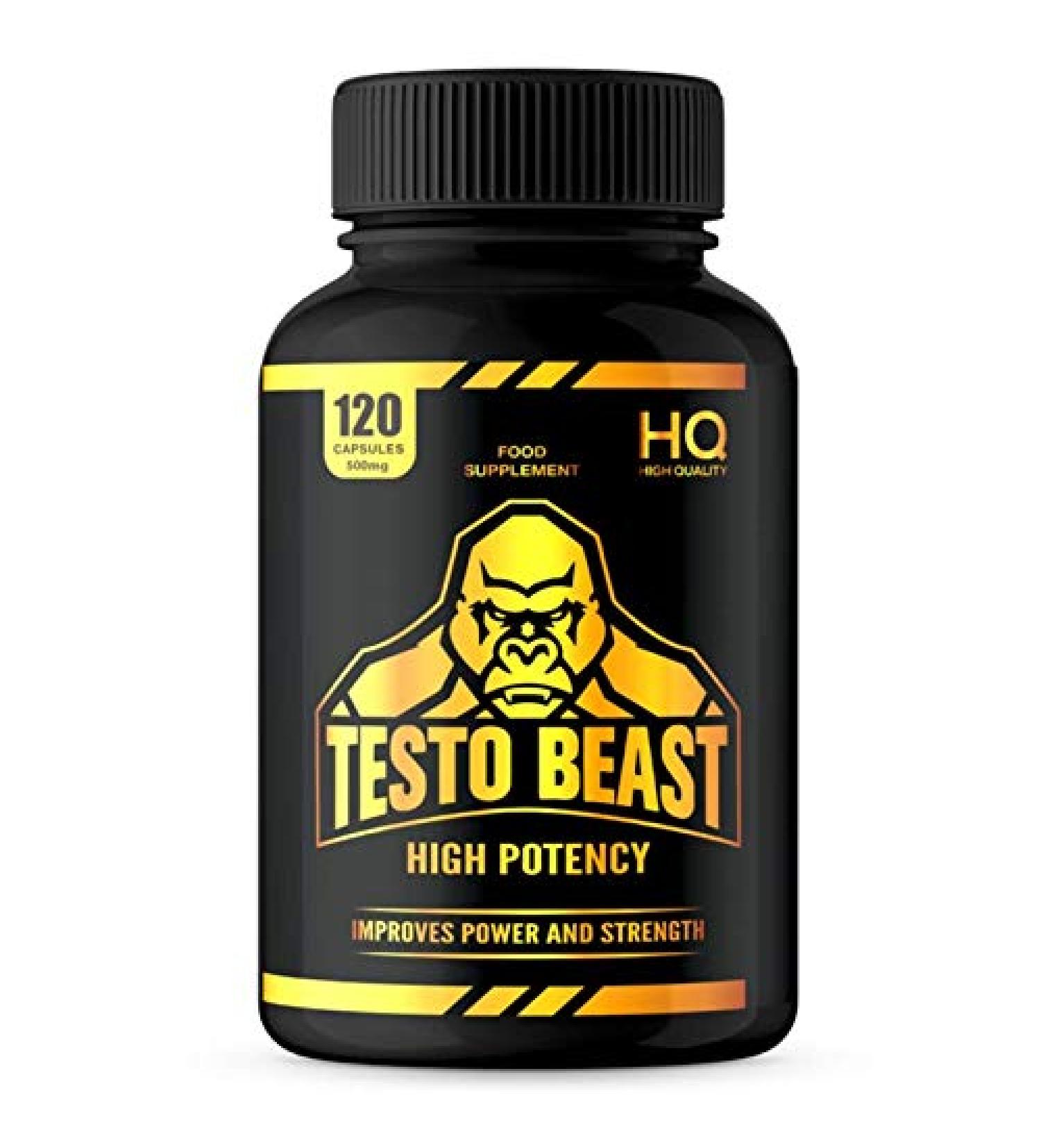 High Potency Testosterone Supplement for Men | 120 Caps | Natural Ingredients - Ashwagandha, Vitamin D, Luteolin | Vegan Friendly | 2000mg Serving - Buy Online on GoSupps.com