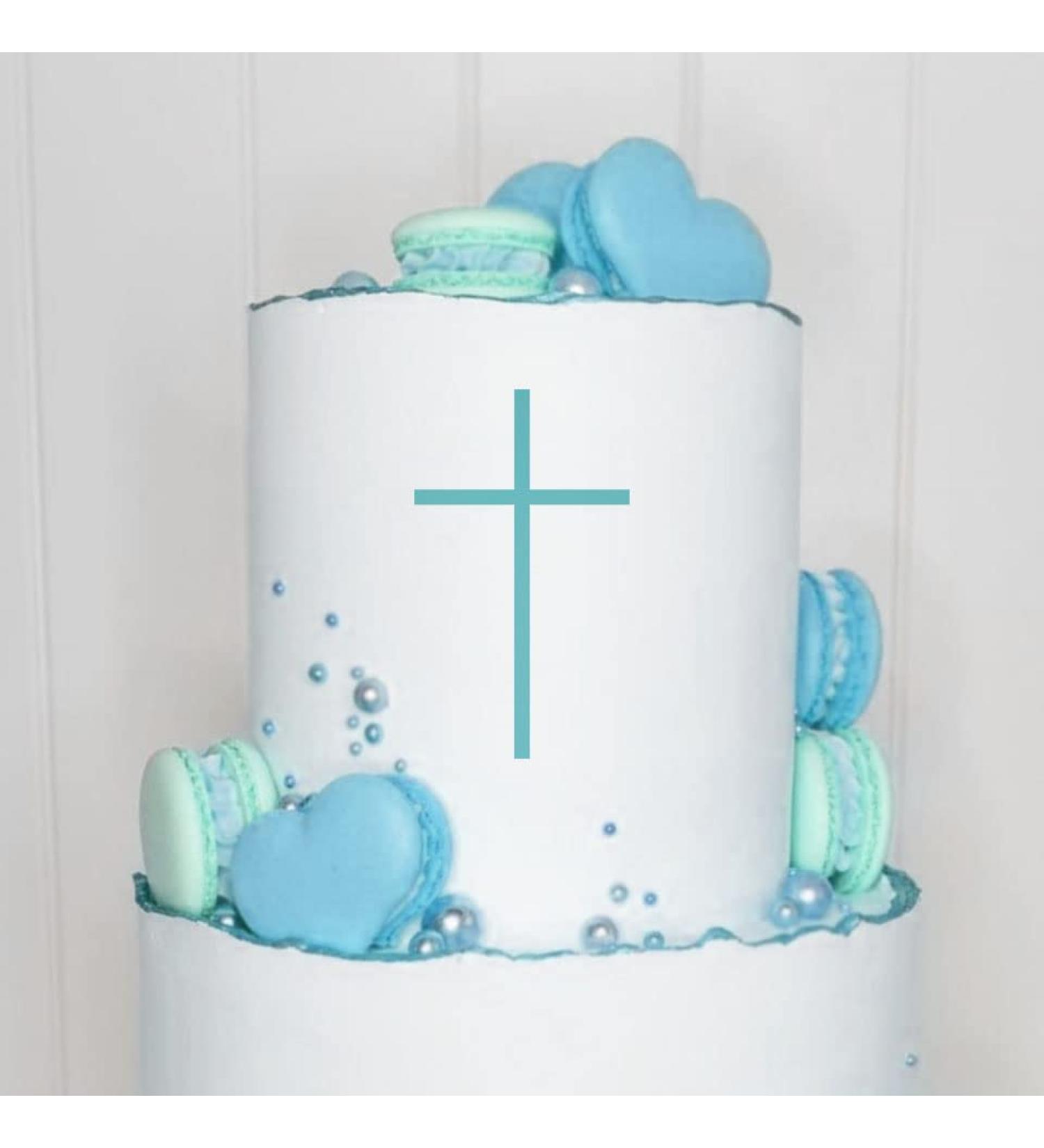 Cake topper (cross) charm acrylic/wood baptism communion confirmation confirmation cake plug cake cake plug decoration caketopper (2 pieces turquoise) Turquoise 2 pieces