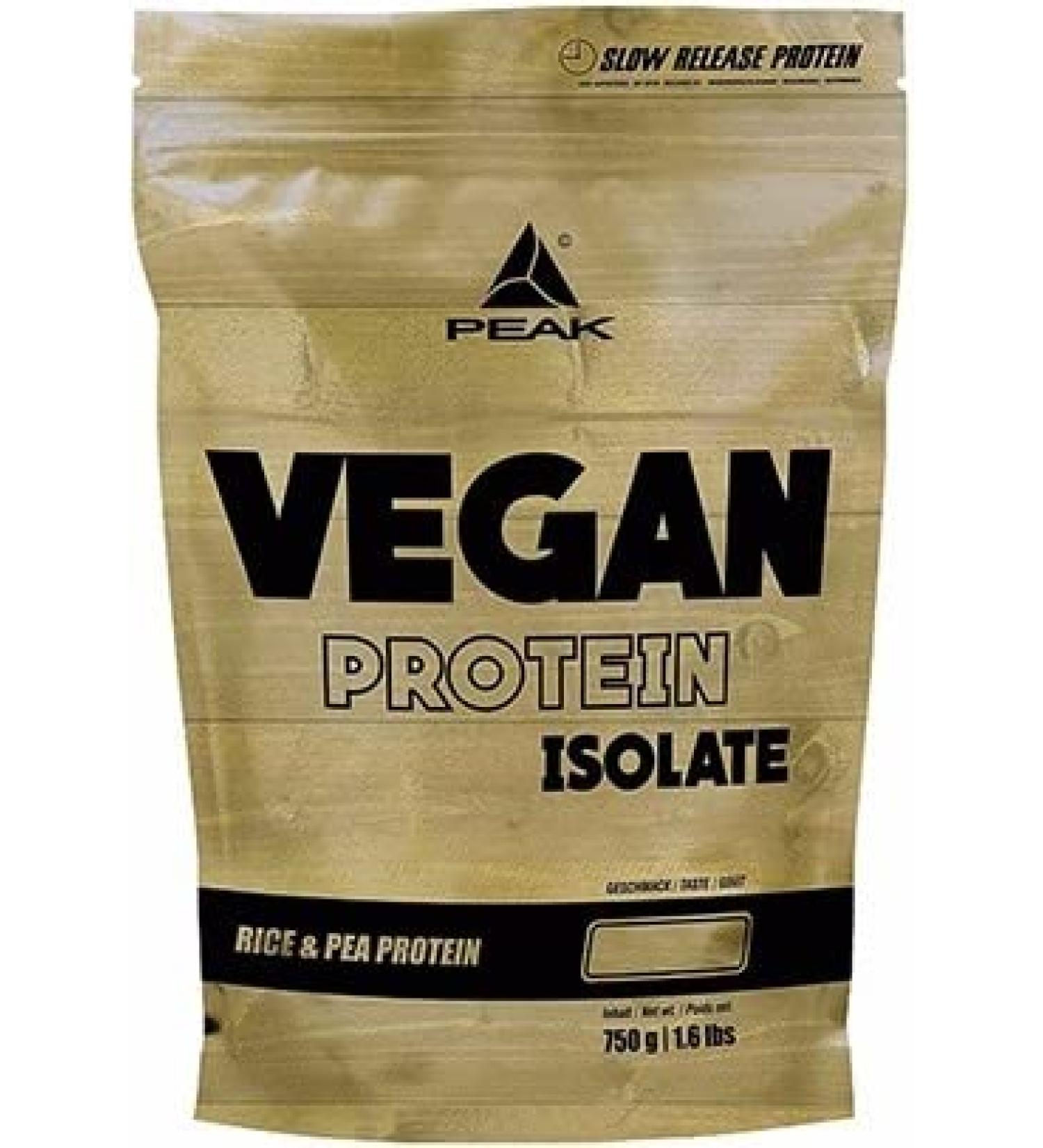 Peak vegan protein isolate - 750g taste Strawberry i 25 portions I powder I vegetable protein sources: peas - & travel protein I for muscle building I sweetness from stevia i gmo -free