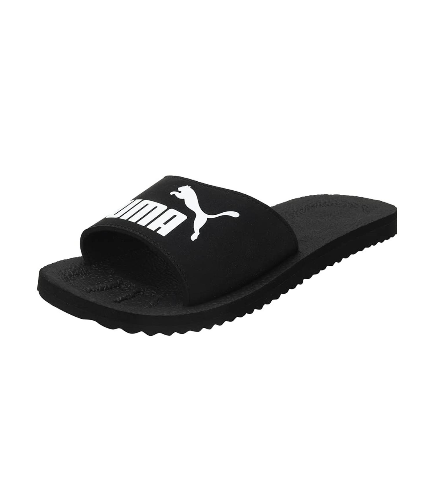 PUMA Unisex Purecat Slides 44.5 EU - Stylish Black & White Footwear for Adults | International Shipping Available - Buy Online on GoSupps.com