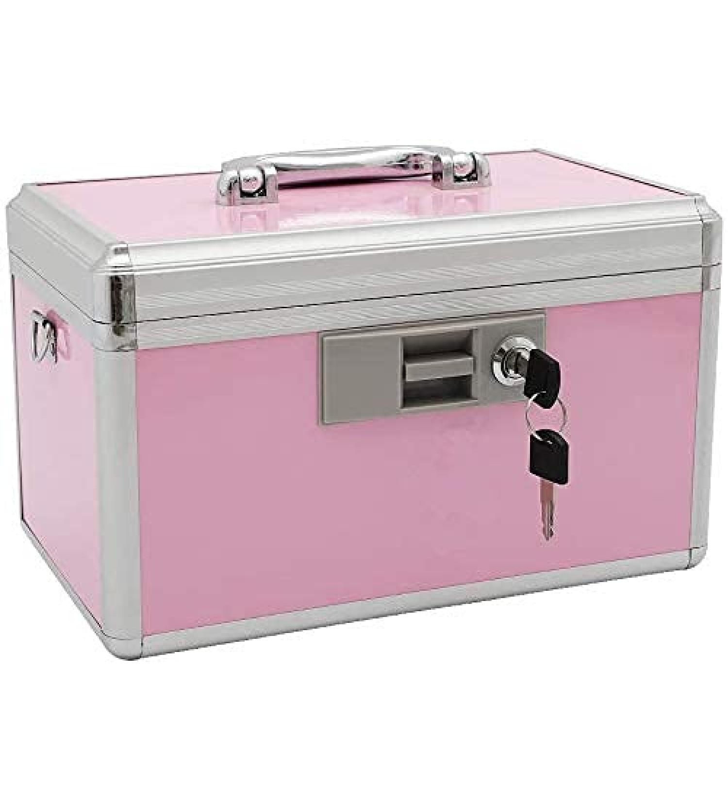XYDStay Medicine Lock Box Aluminum First Aid Safe Storage Family Medication Cabinet Pink 12.2x7.9x8.2 Inch - Buy Online on GoSupps.com
