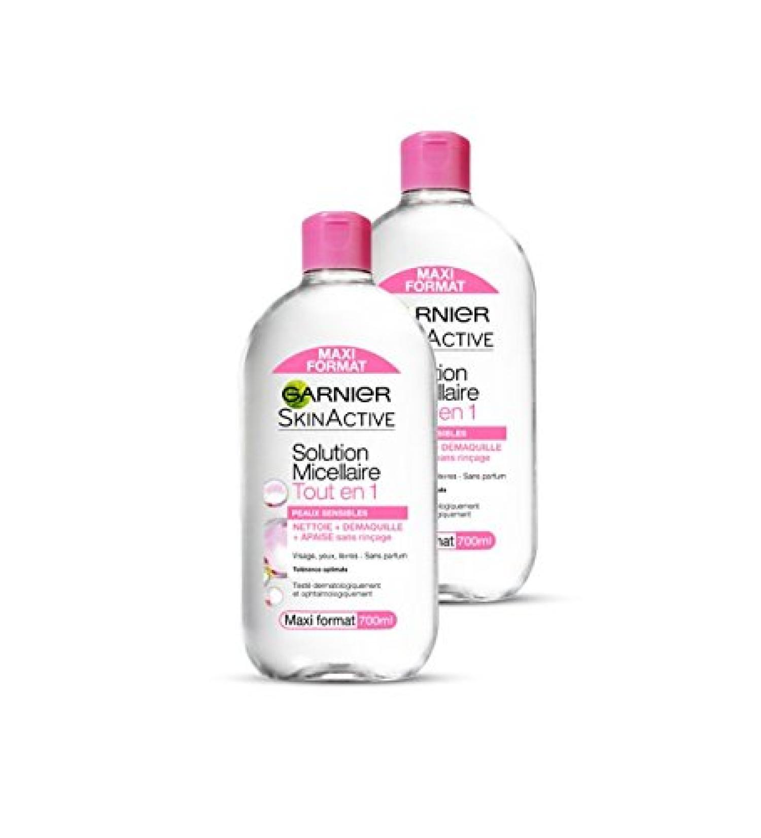 Garnier Solution Micellaire Tout en Un Maxi Format 700 ml - Lot de 2 Peaux sensibles (700 ml)