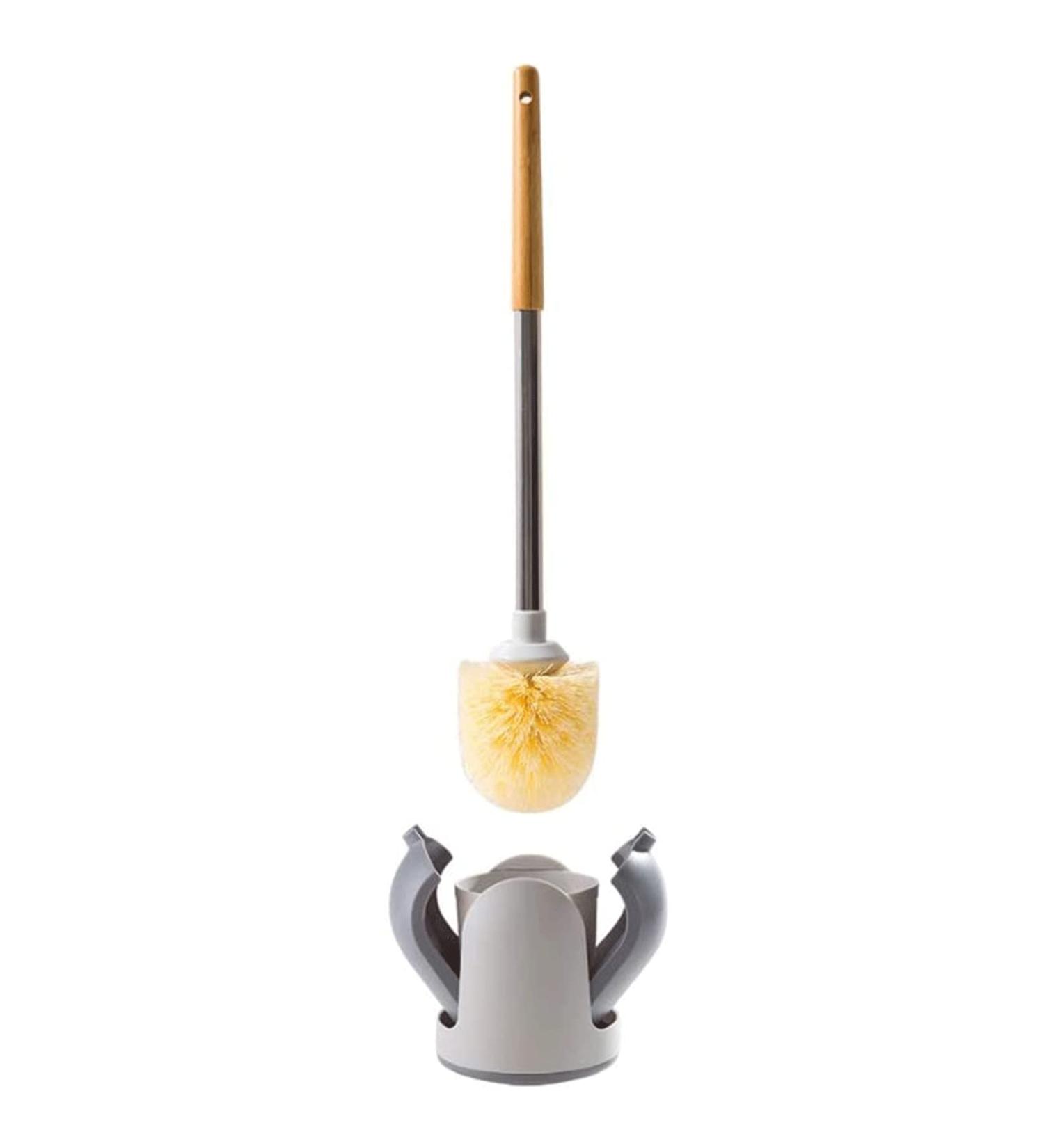 TEMKIN Set Modern Bamboo No Dead Ends Cleaning Tool Sturdy-Bristled Toilet Bowl Brush Space Saving Bathroom Accessories Anti-Drip Holder Brushes - Buy Online on GoSupps.com