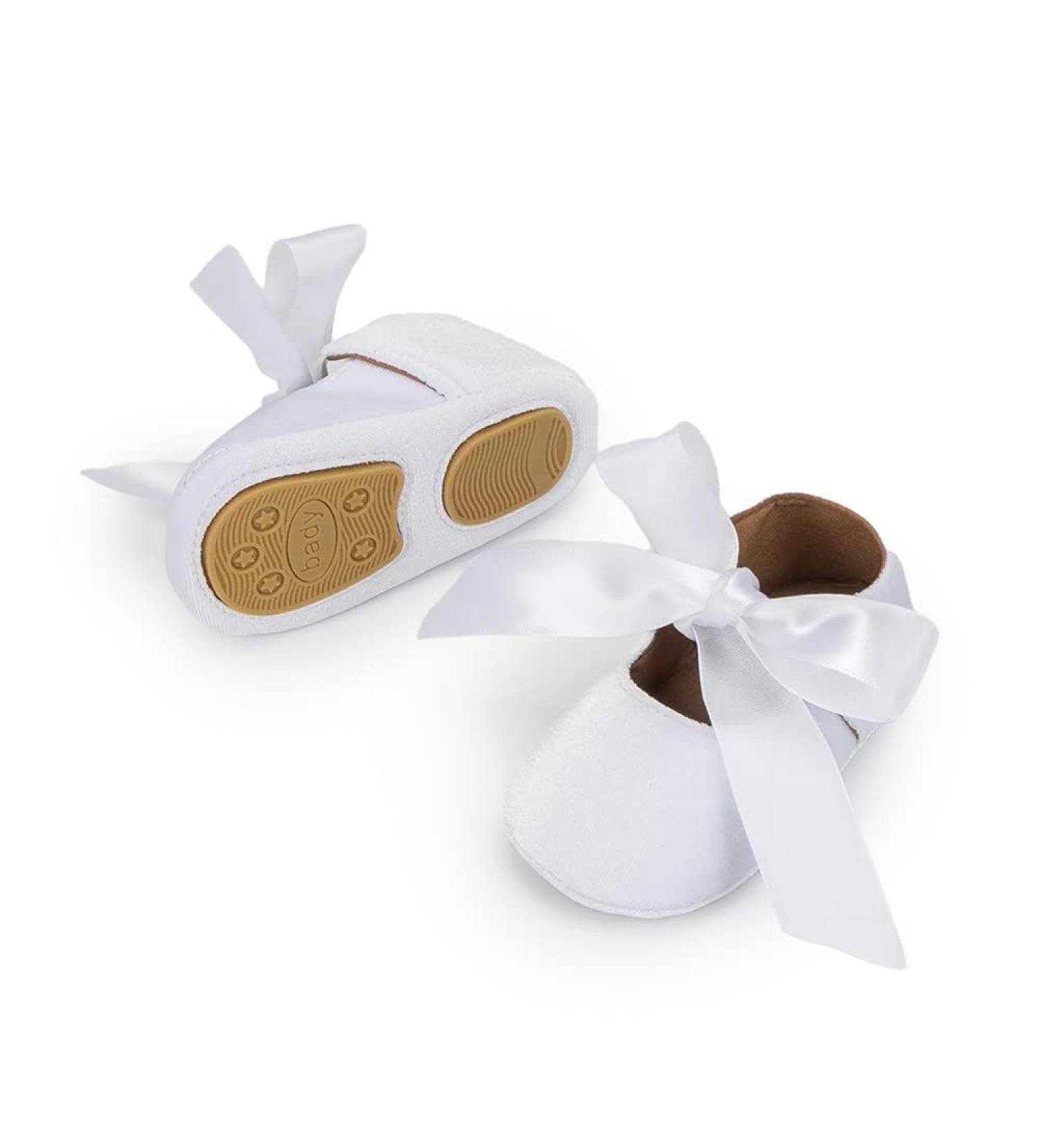Sonsage Infant Baby Girls Bowknot Mary Jane Toddler Soft Anti-Slip Princess Flats - White (6-12 Months) - Buy Online on GoSupps.com