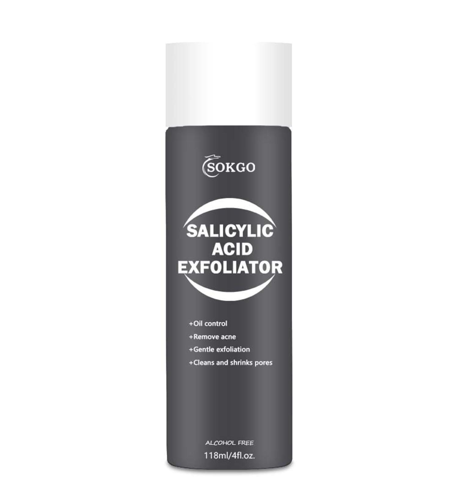 Salicylic Acid Exfoliator & BHA Toner - Gentle Facial Cleanser for Blackheads Pores Acne & Fine Lines - 4 Fl Oz for Men & Women - Buy Online on GoSupps.com