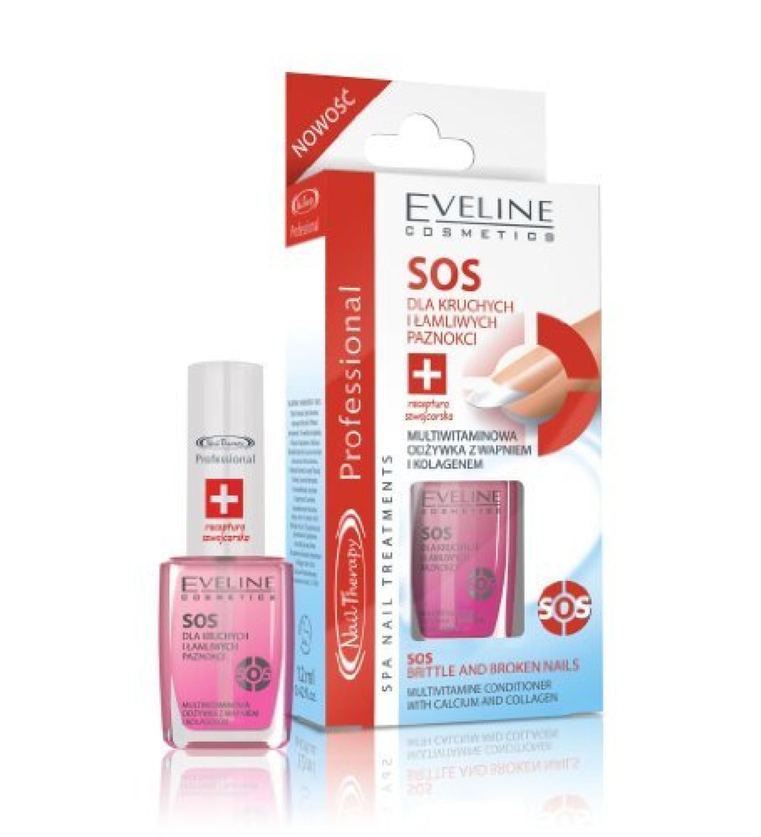 Eveline Cosmetics - Nail Treatment for Weak Nails - SOS Brittle & Broken Nails - Multivitamin nail conditioner by Mammoth Cosmetics