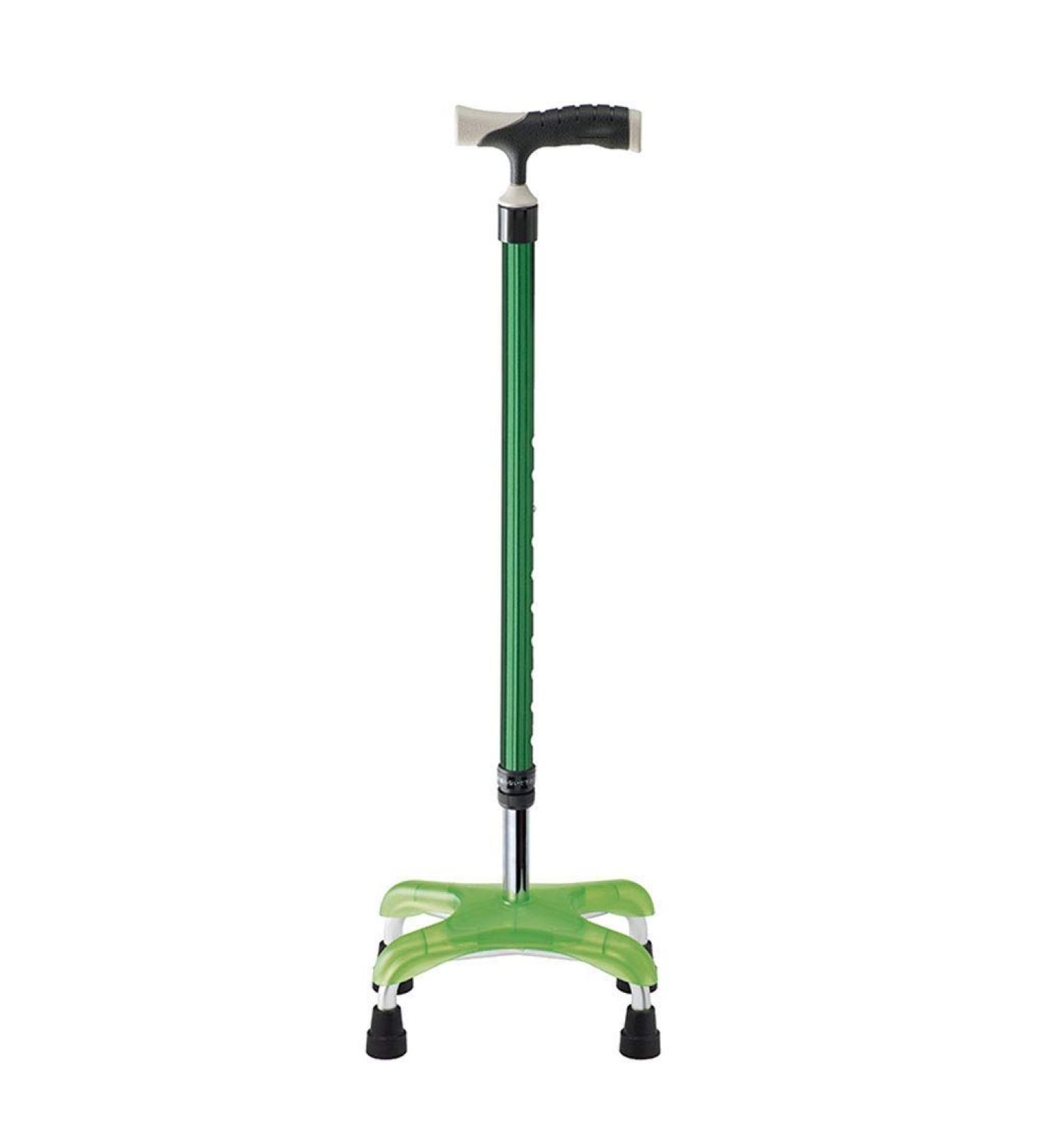 Aluminum Crutches with Comfortable Underarm Pad and Handgrip Lightweight Telescopic Four-Legged Cane (Purple) (Green) Bathing in Sunlight