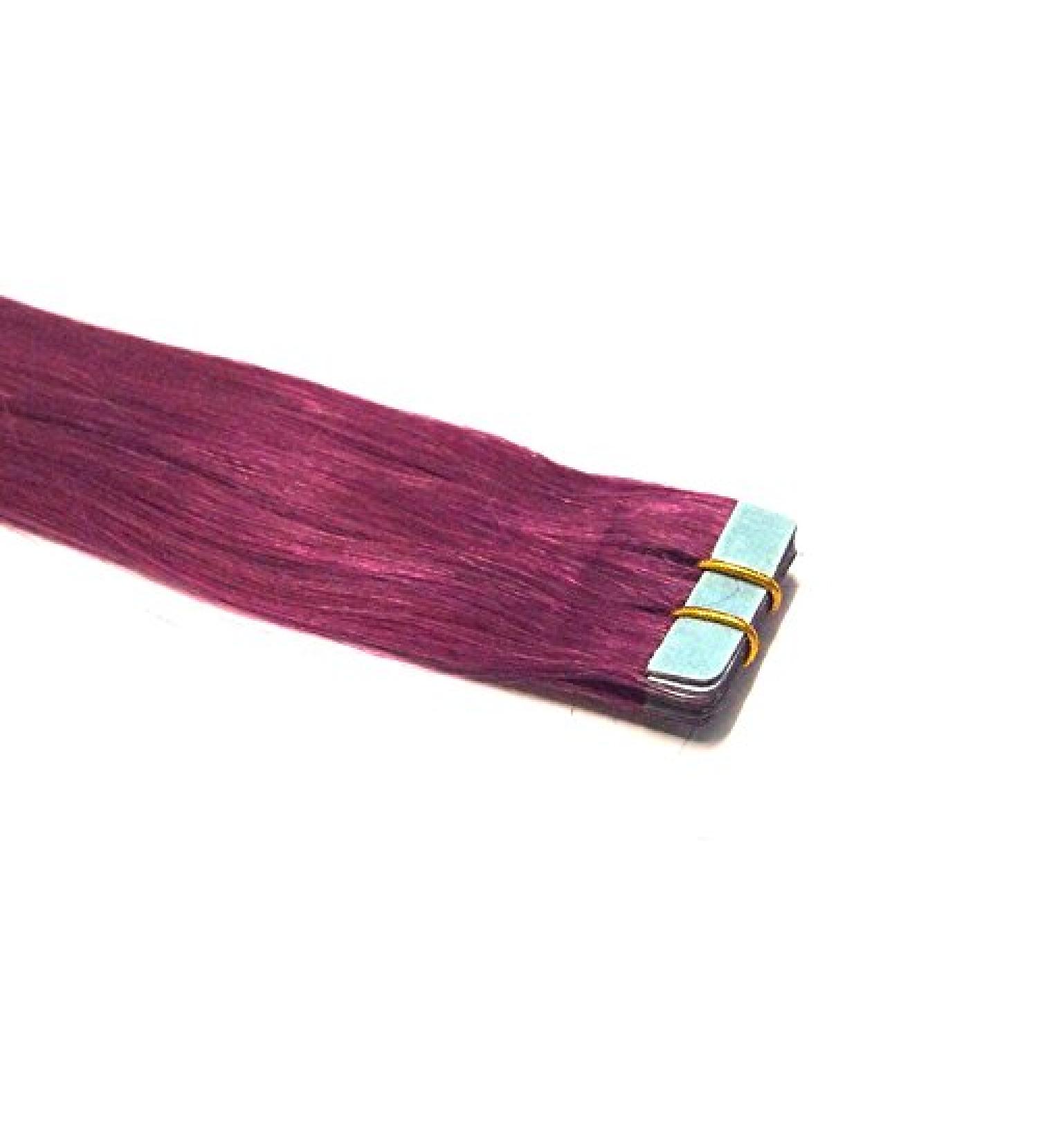 Tape In / On 100% Human Hair Remy Hair Extensions Hair Extension 2.5g / Weft (50cm - 10 Wefts - Violet)
