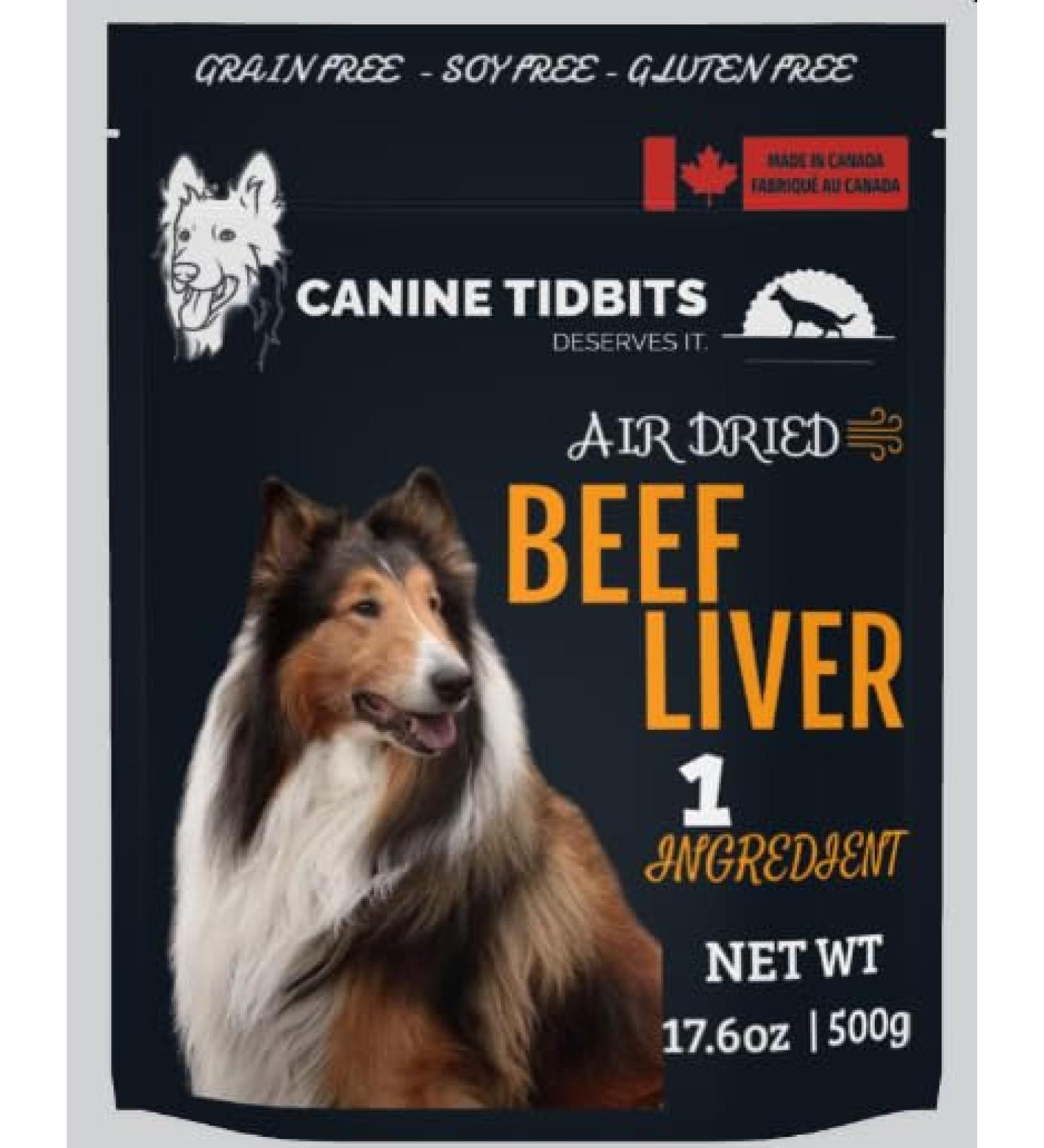 CanineTidbits Beef Liver Air Dried Dog Treats Bag I Single Ingredient 17.6 oz/ 500g - Buy Online on GoSupps.com